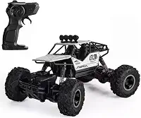 Carrinho De Controle Remoto 4x4 Monster Truck Rock Crawler 4WD Hight Speed Brush Off-Road Truggy + Bateria Extra (Prata)