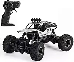 Carrinho De Controle Remoto 4x4 Monster Truck Rock Crawler 4WD Hight Speed Brush Off-Road Truggy + Bateria Extra (Prata)