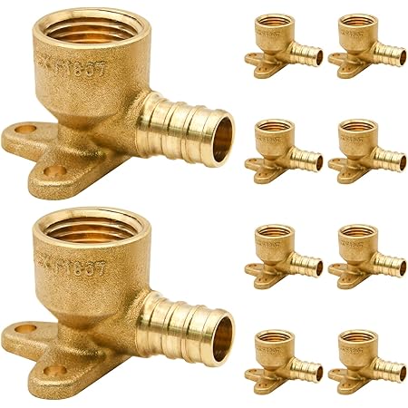 XFITTING 1/2 Inch CPVC Drop Ear Elbow - Female NPT X CPVC, Brass, 5-Pack