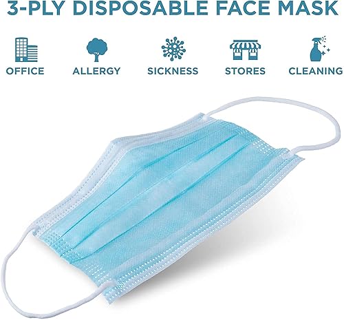 Miniatura 4 de ValuMax 5630E-SB - Mascarillas desechables ultra 3 en 1 con cinta elástica para las orejas, capa interior de celulosa, alta filtración, azul cielo,