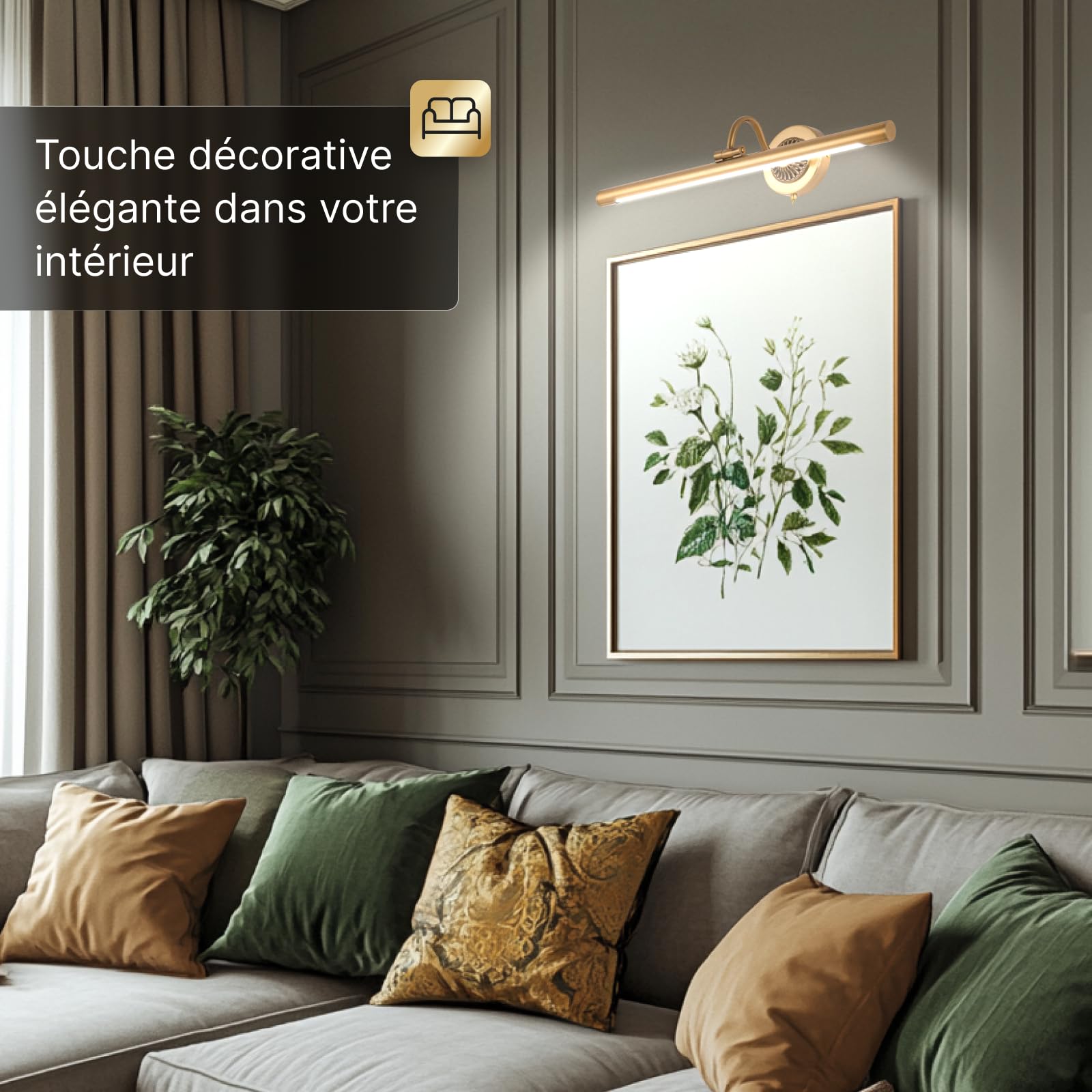 ARTE LAMP Applique murale d'intérieur – lampe LED pour tableau – pour la maison - avec câble et prise pour réseau