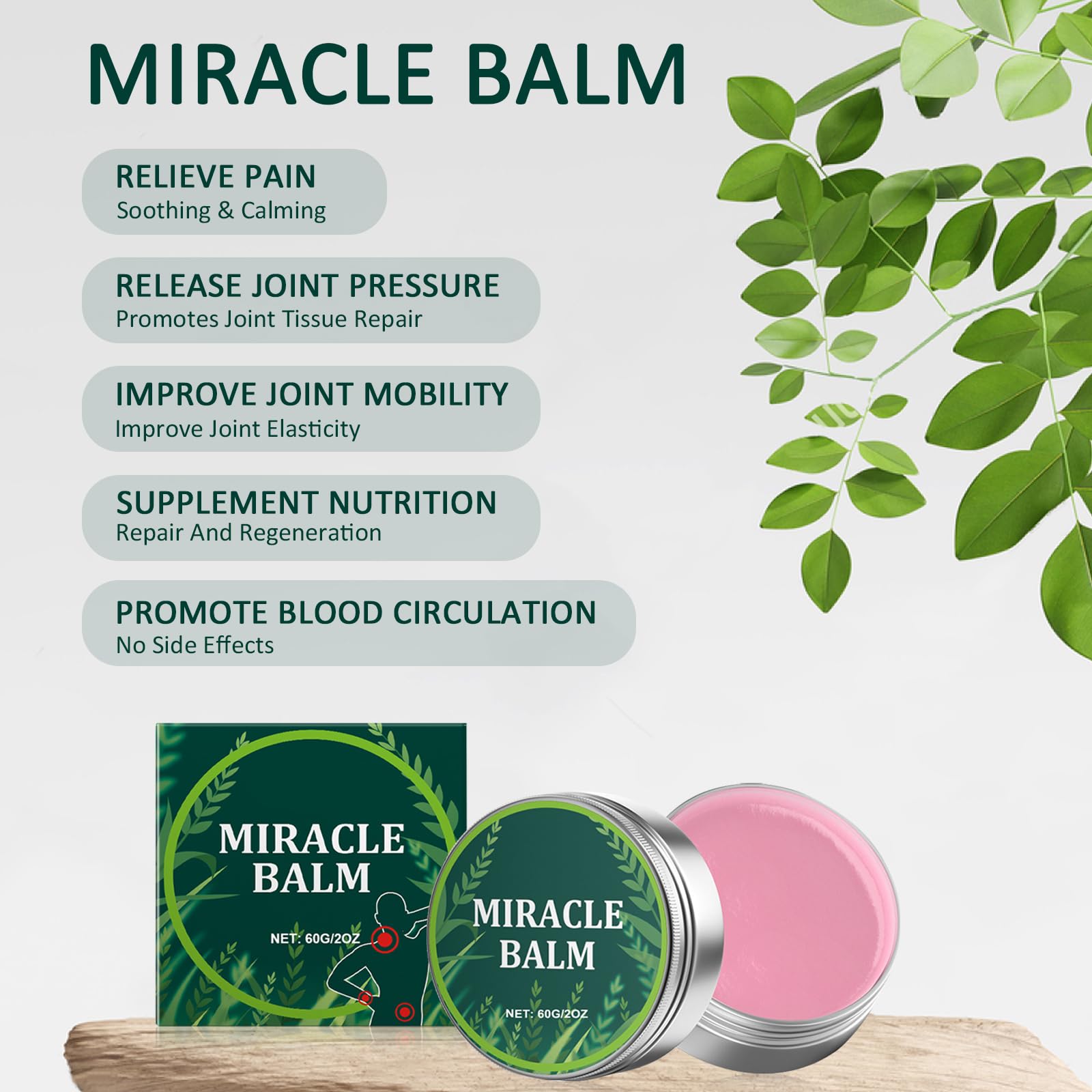 2 Pcs Miracle Balm for Legs and Feet,Soothing Joint Cream,Balm Soothing Joint Cream,with 1 Crescent Spoon,Relieve Joint Discomfort,Fast Absorption and Non-Sticky,Suitable for Multiple Parts - Image 3