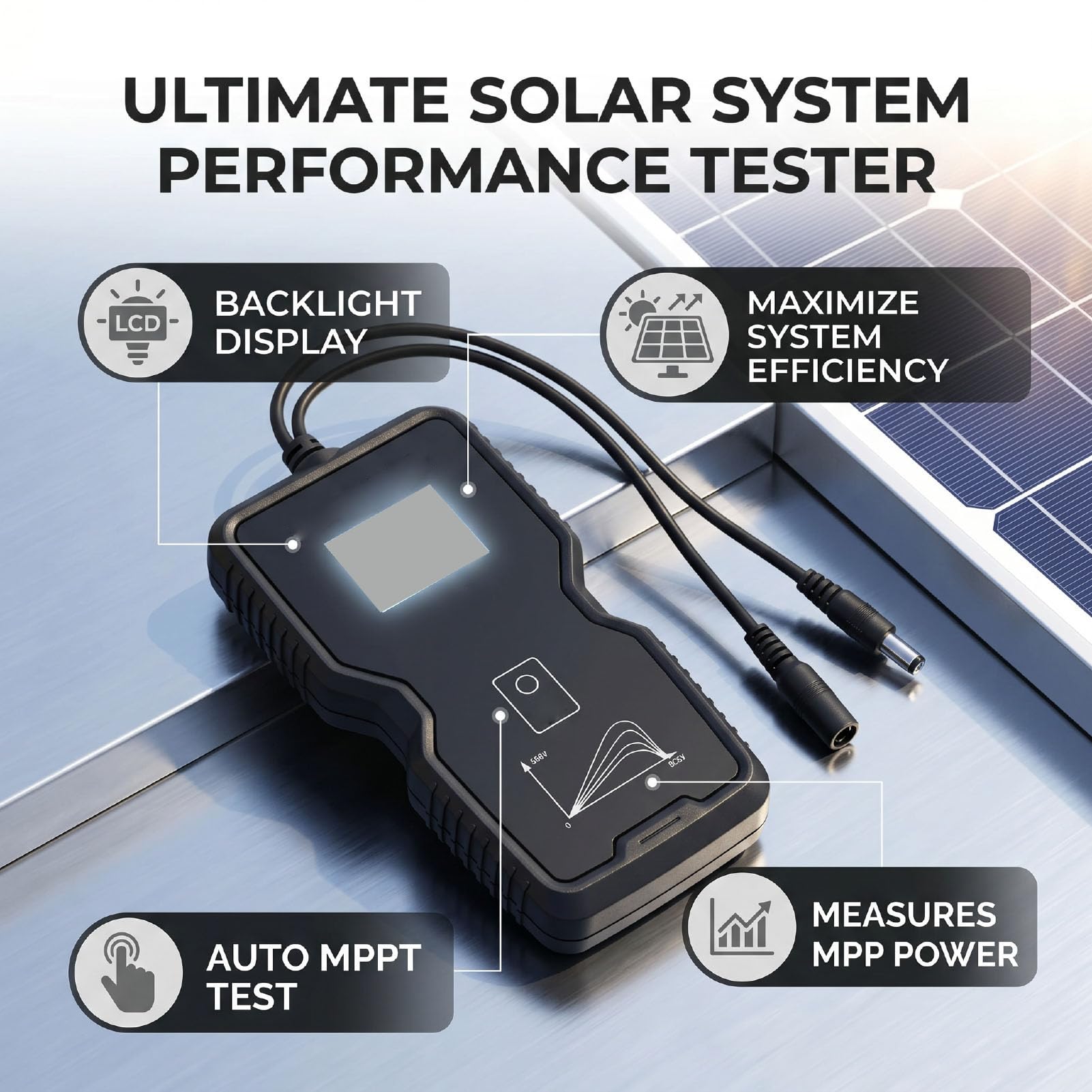 ASHATA Compteur Photovoltaïque, Puissance Maximale de Test 10000W