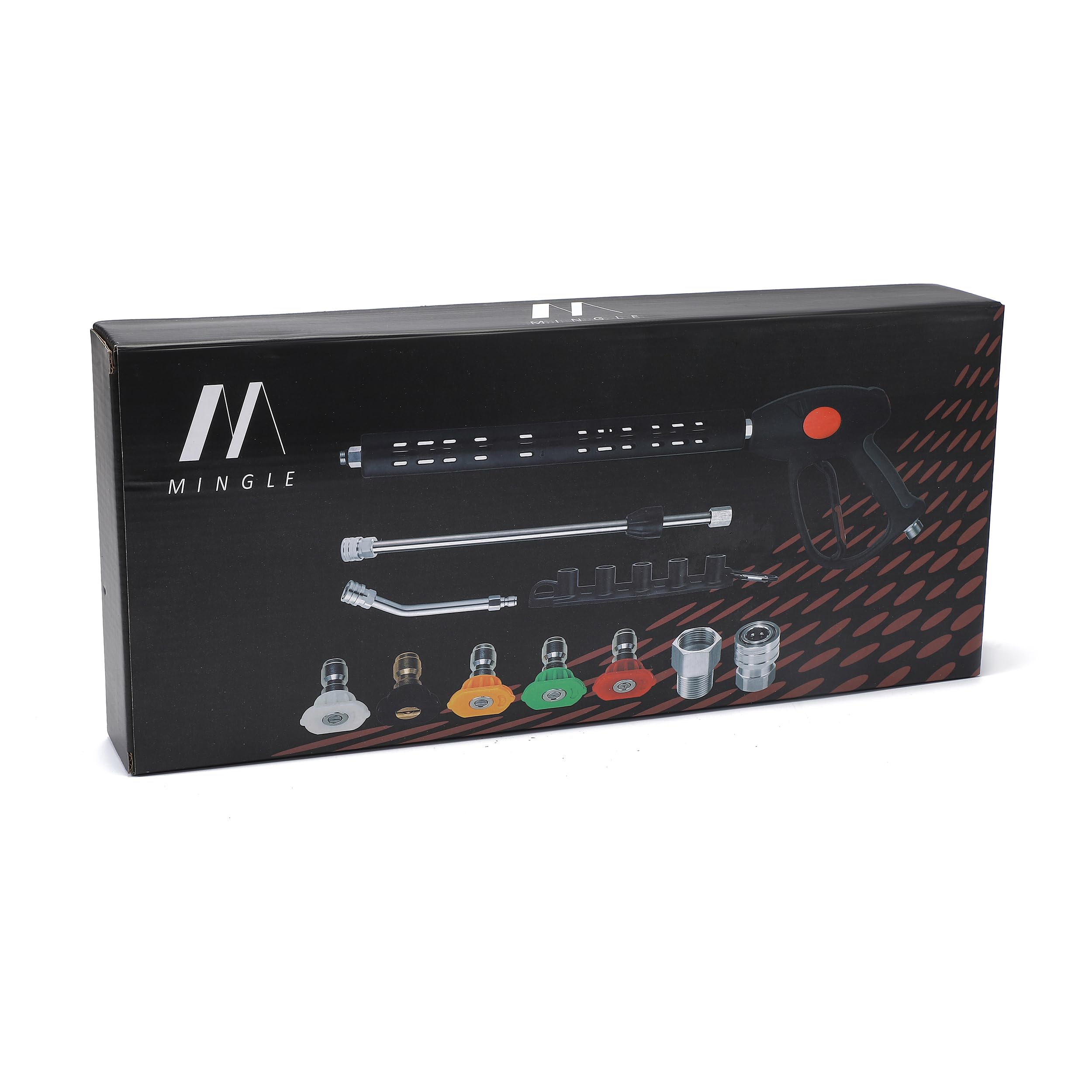 M MINGLE Pistola di ricambio per idropulitrice con bacchetta di prolunga, asta curva a 30 gradi, attacco M22 15 mm o M22 14 mm, 5 punte ugello, 4000 PSI