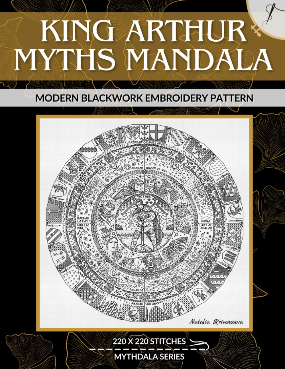 King Arthur Mythos Mandala: Modern Blackwork Embroidery Pattern