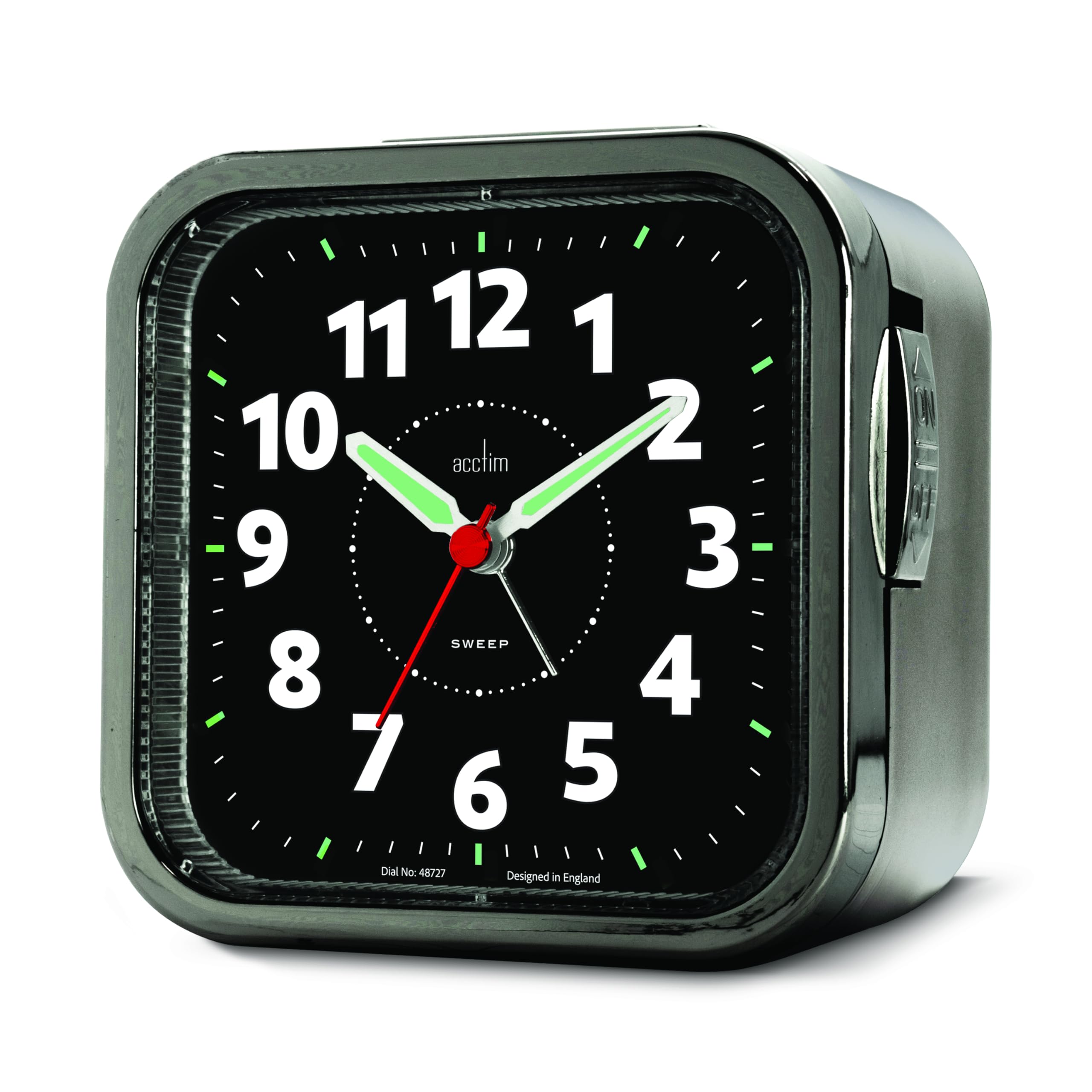 Acctim Otis Non-Ticking Sweep Bell Alarm Clock (Titanium)