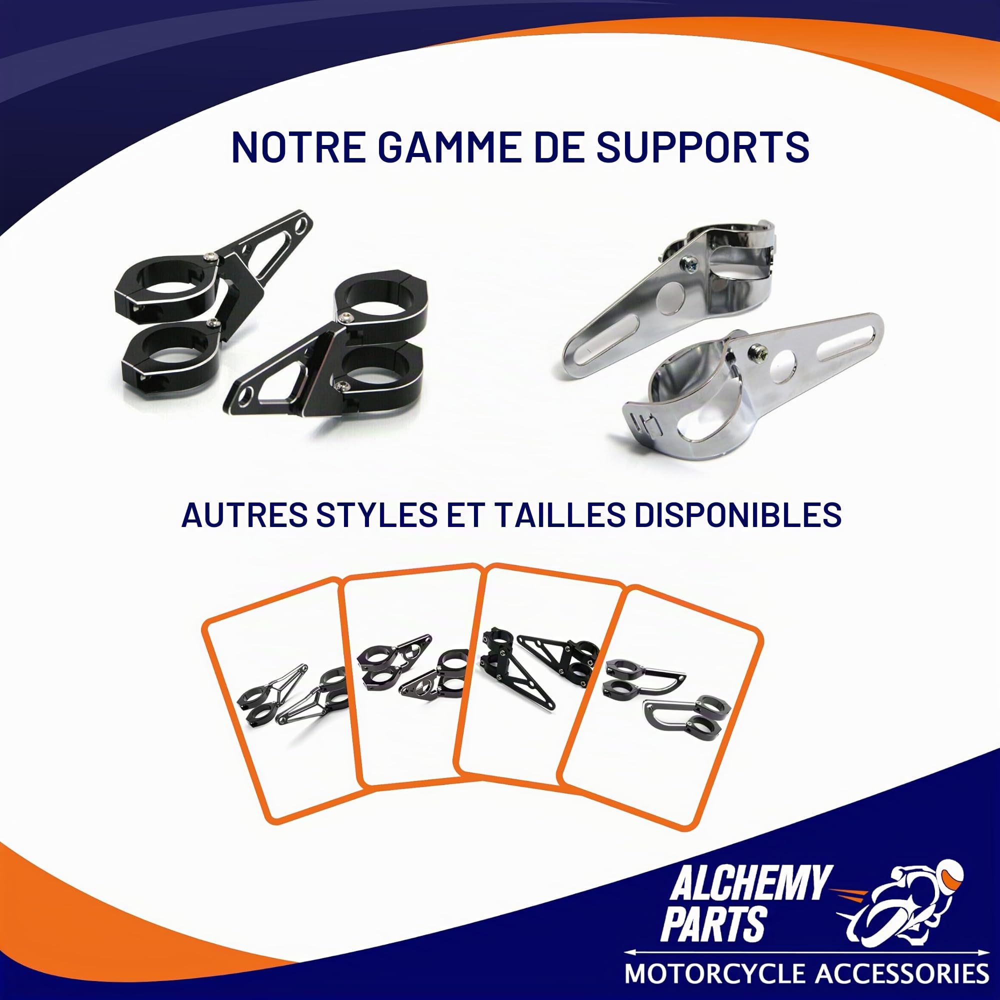 Alchemy Parts Phare pour Moto | Universel | Plein Phare, Croisement et Feu de Position | Diametre 165mm | Roadster | Streetfighter | Café Race (Chromé)