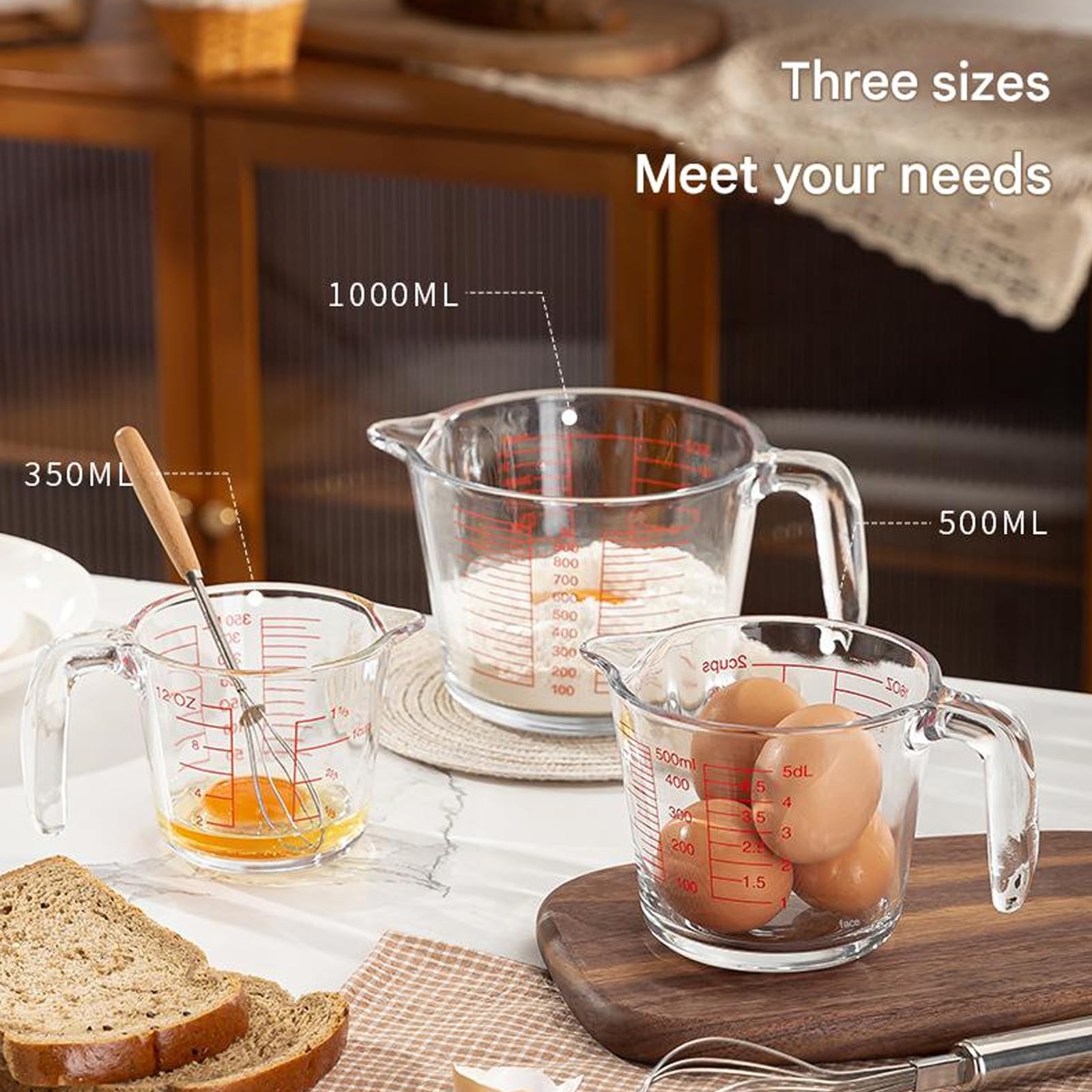 Glas Messbecher Backen und Kochen, klare Messmarkierungen, hohe Temperaturbeständigkeit, Küchenwerkzeug, Küchen Messbecher Backen