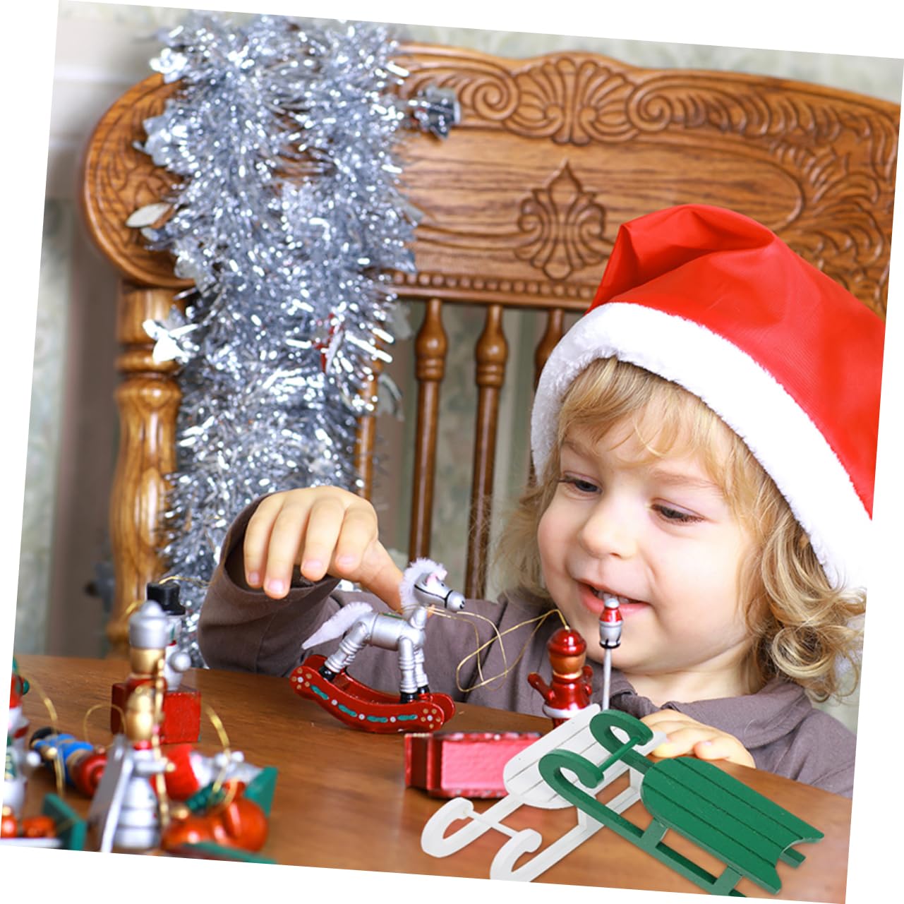Abaodam 2 Sets Holzschlitten Weihnachtsschmuck Einzigartige Weihnachtsdekoration Weihnachtsschlitten-Ornament Wohnzimmer-Accessoire Handgefertigt Weihnachtsdekor 3 Stück