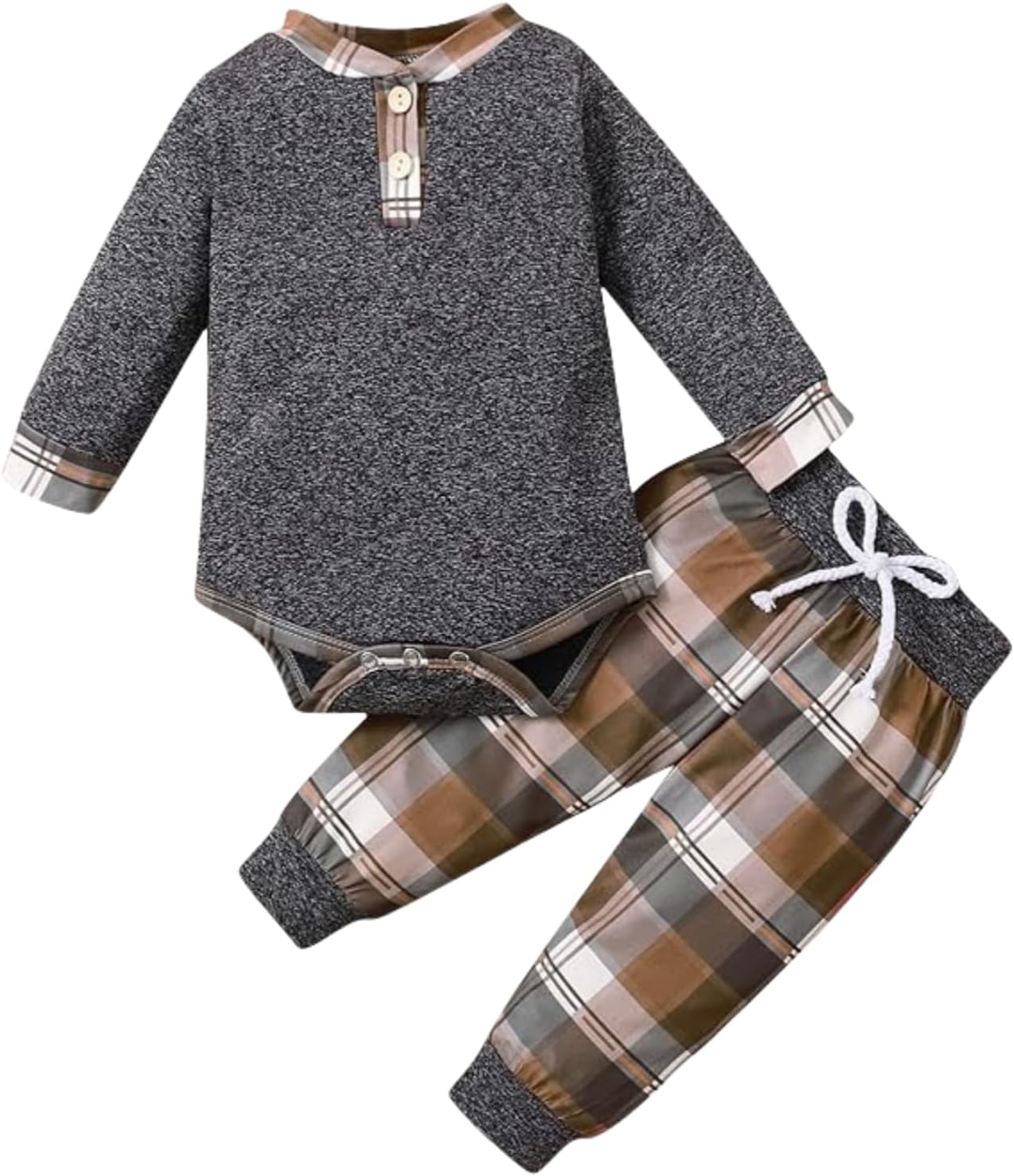 Baby Boy Clothes Fall Winter Outfits For Boys Infant Plaid Long Sleeve Button Romper + Long Pants Set 2PCS Baby Boy Clothes Fall Winter Outfits For Boys Infant Plaid Long Sleeve Button Romper + Long Pants Set 2PCS