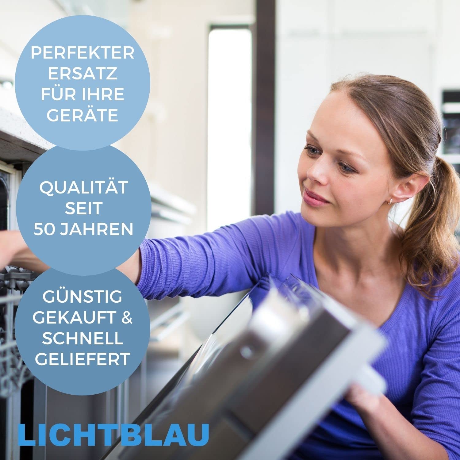 LICHTBLAU Zulaufschlauch | 6m 3/4 Zoll | Metallgewinde | Für Waschmaschine & Spülmaschine mit Winkelanschluss, Dichtung und Kaltwasseranschluss
