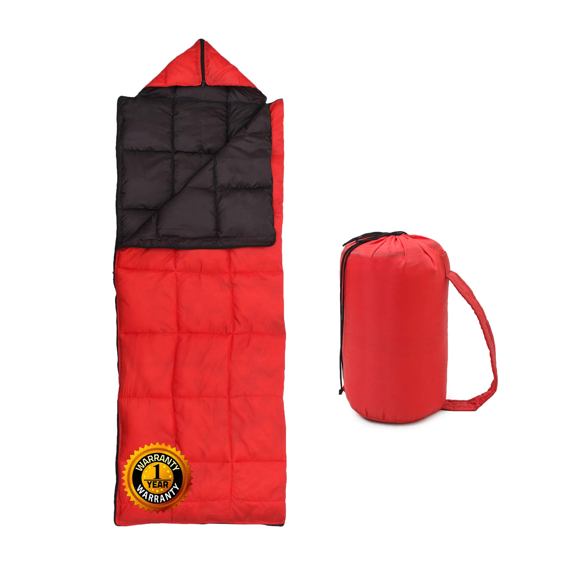 Klair Red Inner Warm Ultralight Outdoor Unisex Sleeping Bag-Temp(6° C To 15° c)-Size(190cm X 70cm) | Winter Sleeping Bag | Indoors Outdoors Tents | Best for Backpacking Camping Expeditions Mountain Hiking Traveling