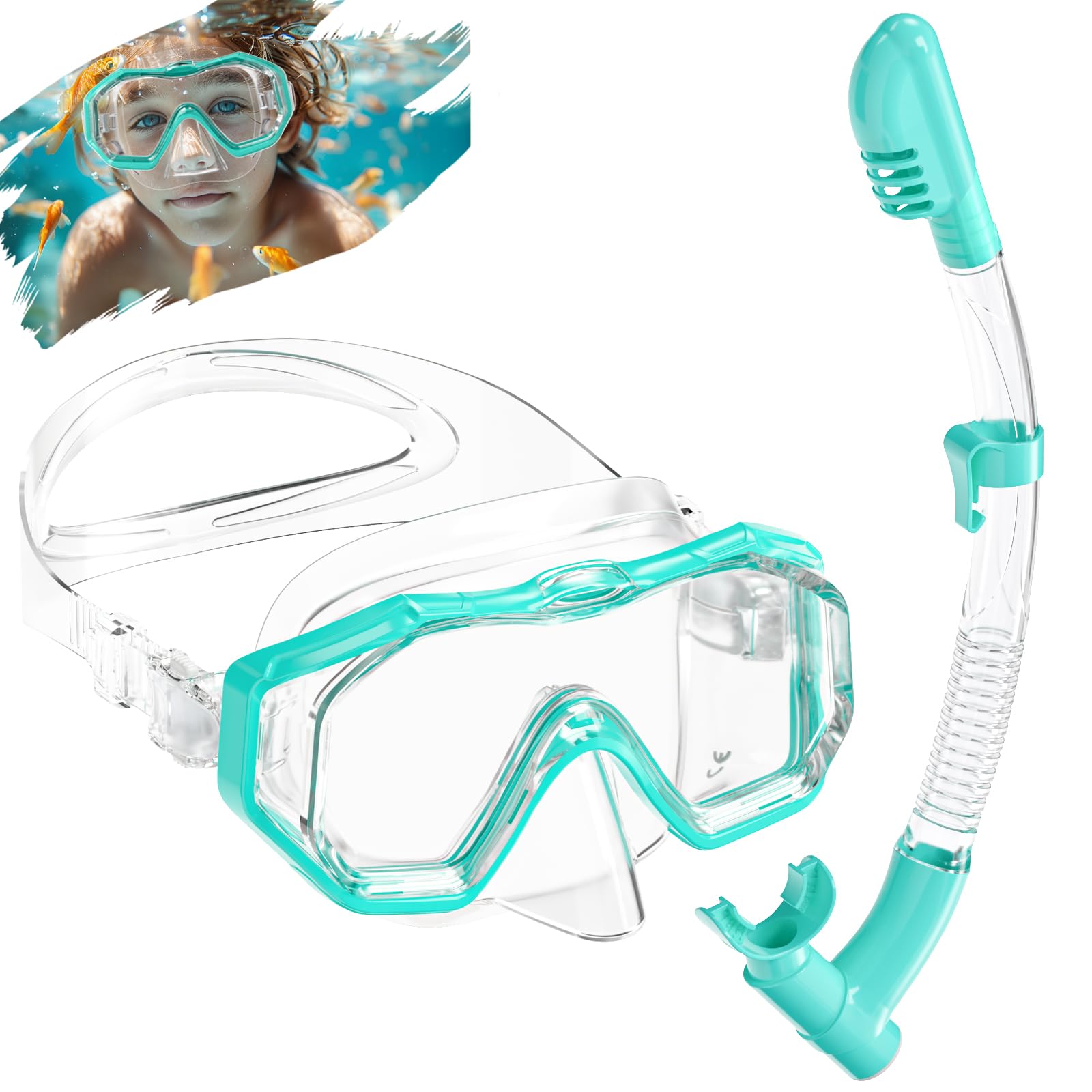 Maschera Subacquea Bambini, Maschera Snorkeling Bambino Con Lenti In PVC, Panoramici A 180°, Con Guarnizione In Silicone, Anti-Perdita e Ppannamento, Occhialini Nuoto Bambini 4-10 Età
