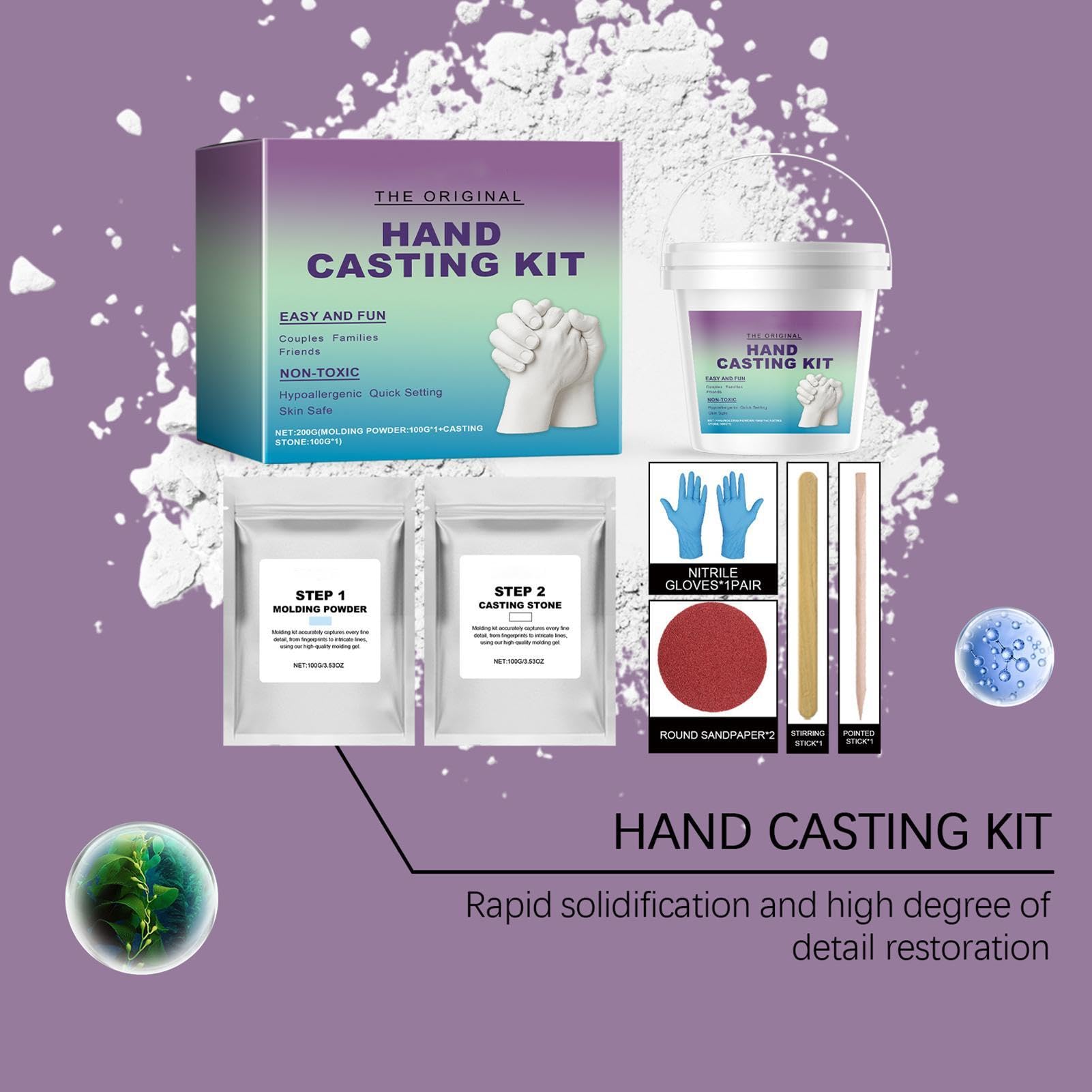Generico Kit per Calco Mani Strumento per Calco in Gesso Romantico | Kit per Calco Mano Famiglia Regalo Ideale per Famiglia Fidanzato Fidanzata San