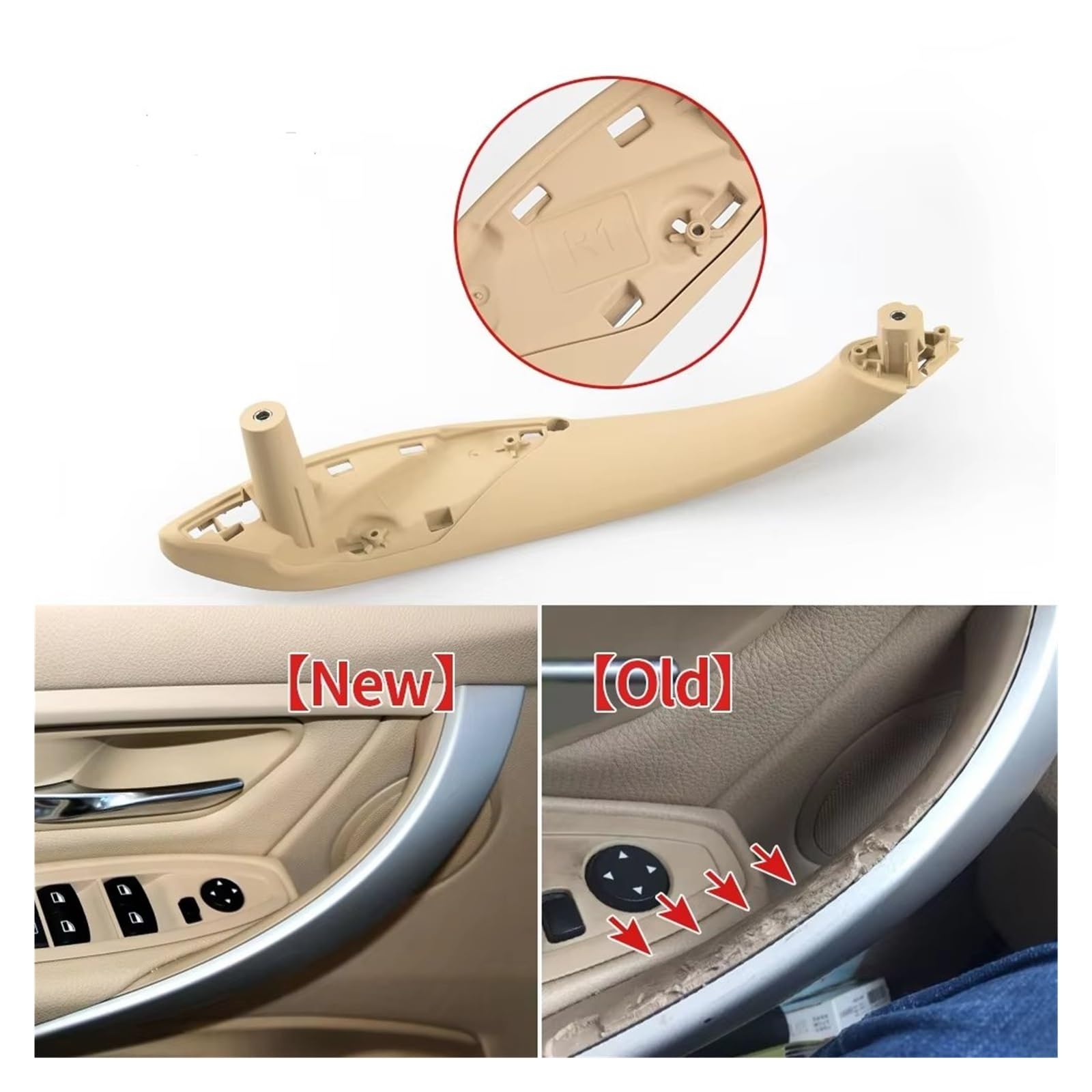 Maniglia Porta Interna Per BMW Serie 3 4 F30 F31 F80 F32 F34 F82 2012-2018 Maniglia Interna Portiera Dell'auto Pannello Presa Set Maniglie Interne(Nero)