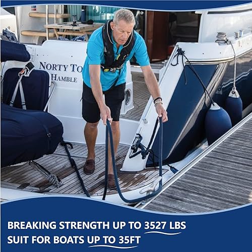 Miniatura 8 de -NEWSEED - Líneas de muelle de nailon doble trenzado, paquete de 2 unidades de 25 y 35 pies con ojales de 12 y 15 pulgadas 38 pulgadas 12 pulgadas