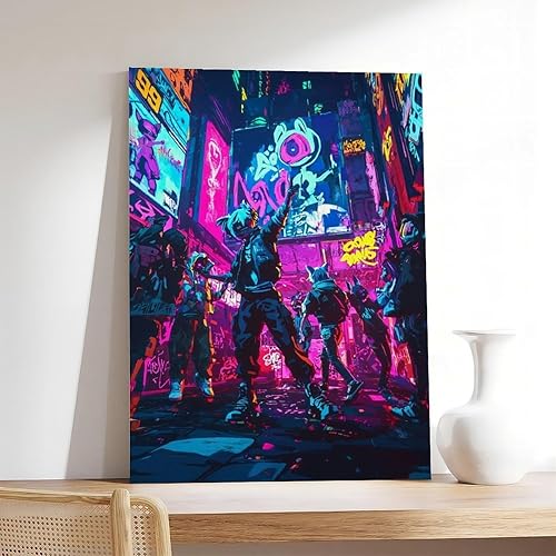 Miniatura 7 de XAHOR Retro Neon Party Wall Art  80s 90s Synthwave Cartoon Poster for Teen Room Decor Canvas Posters Wall Art Bedroom Office Room Decor Gift