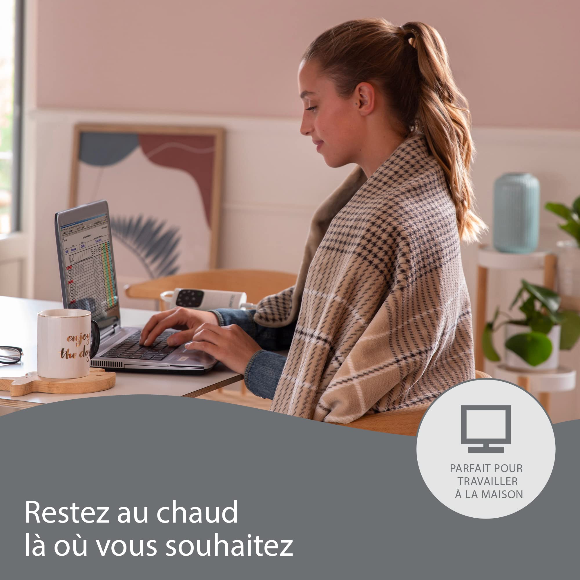 Imetec - Couverture Chauffante Adapto Elegance - Plaid chauffant 180x140 cm - Couverture Électrique 6 Températures, Tissu Doux, Technologie Anti Surchauffe Adapto, Chauffage Rapide, Lavable en Machine
