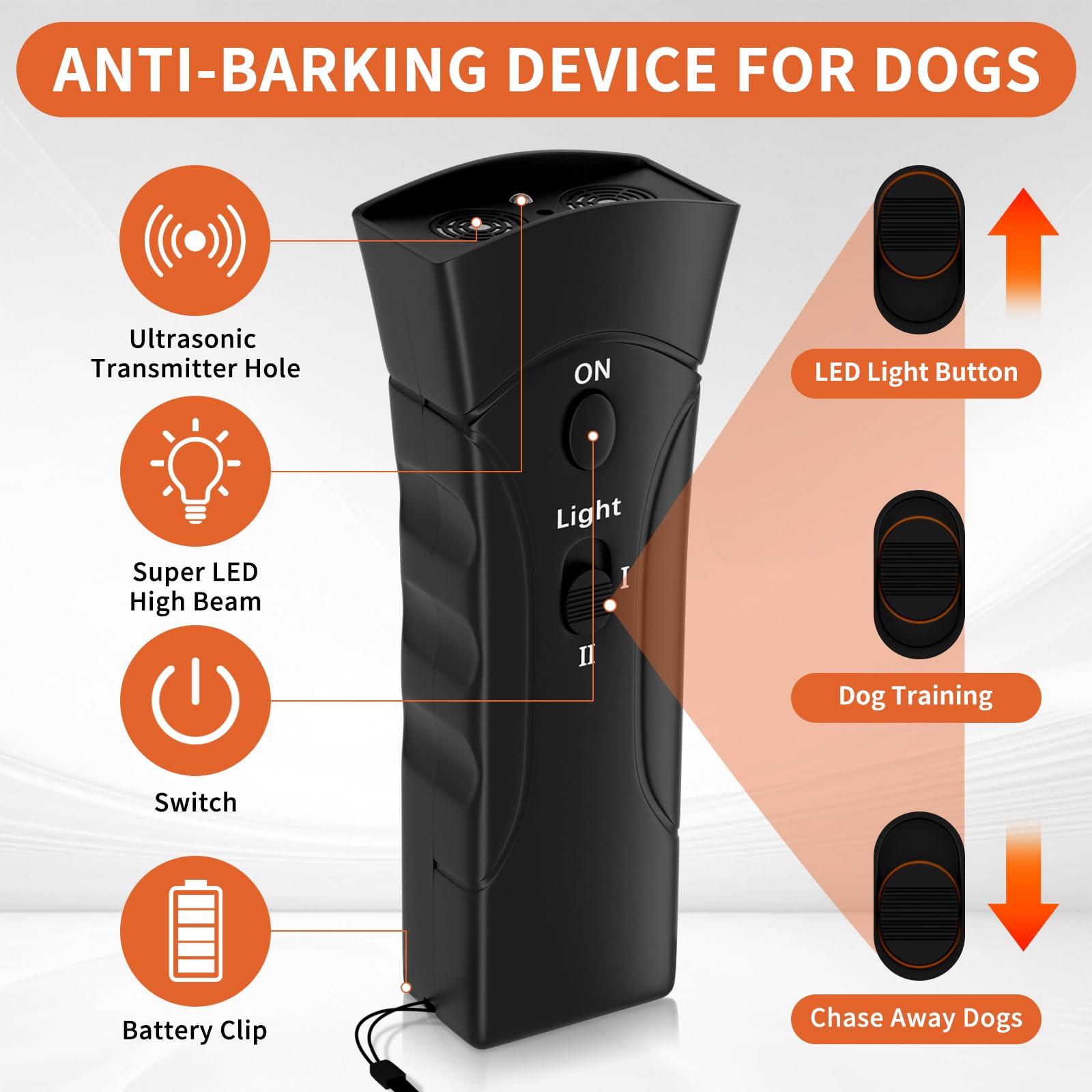 QEWEUUIE Anti Barking Device for Dogs,3 In 1 Anti Barking Device with LED Light,Mini Waterproof Indoor Outdoor 33FT ultrasonic bark stopper For Small Medium Large Dogs - Image 4