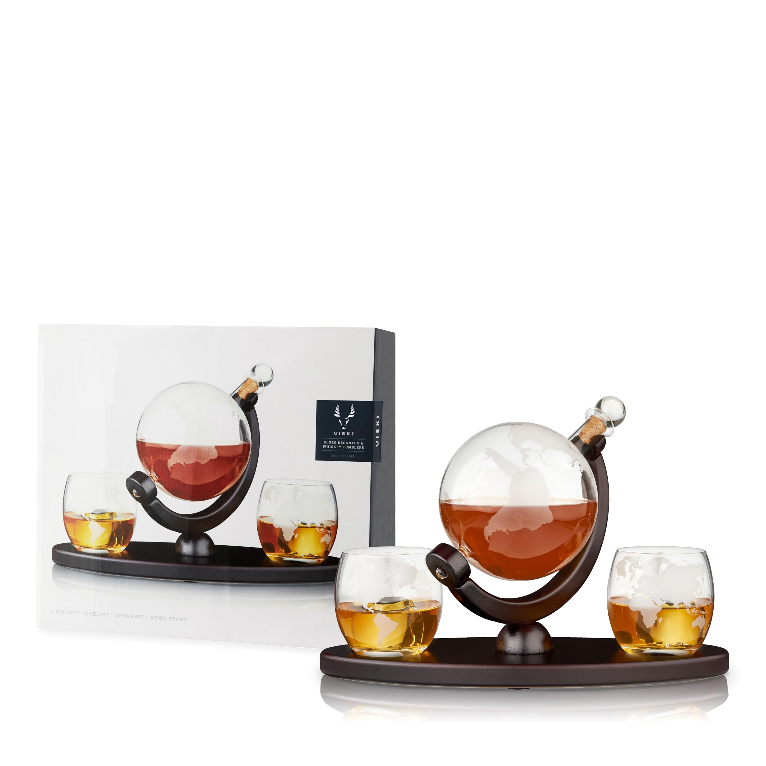 Amazon.com | Viski Globe Decanter and Tumbler set, Etched