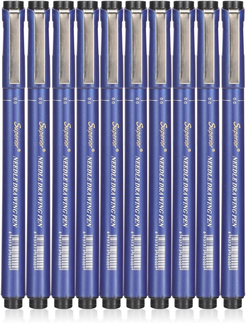 Huhuhero Fineliner Pen Set Black Ink, Fine Line Drawing Pen, Micro Fine Point Markers Perfect for Scrapbook, Planner, and Bullet Journal Art Projects, Set of 10