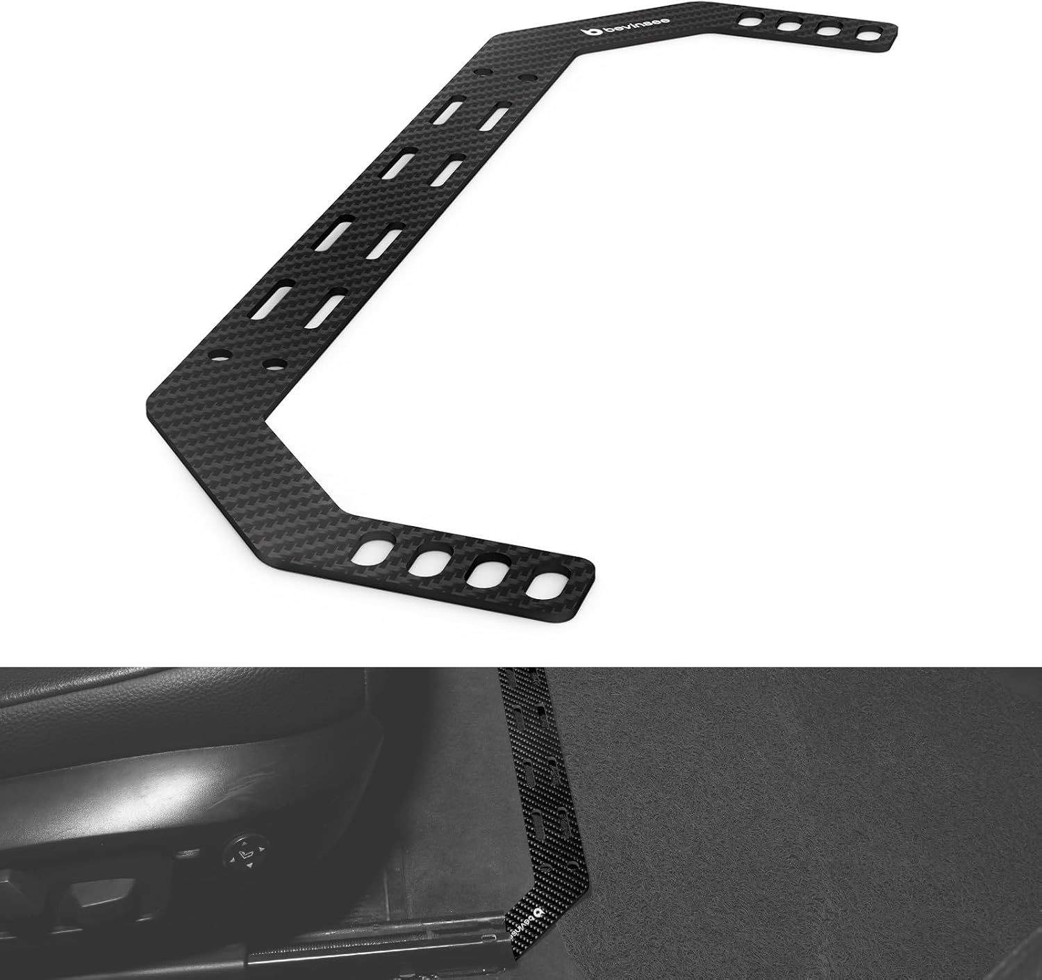 Bevinsee Seat Mount Holder Bracket for Fire Extinguisher Compatible with E46 325i 330i 320i 318i 323i, Carbon Fiber Passenger Holder Bracket