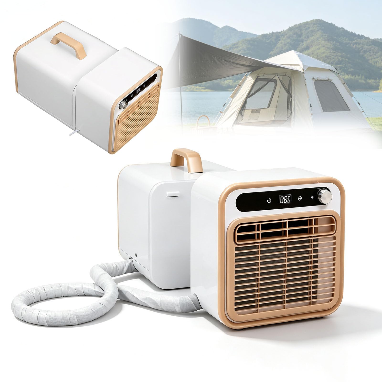Klimatyzator typu mini-split o mocy 5000 BTU, energooszczędny 1m | Klimatyzator przenośny typu split, jednostka chłodząca, sterowanie dotykowe, 12-godzinny timer, do sypialni/biura/kampera