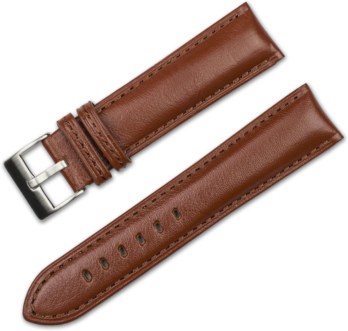 Genuine Belting Leather Watch Band - Choice of Color - (Black, Brown, Havana) & Width - (18, 20, 22, 24mm)