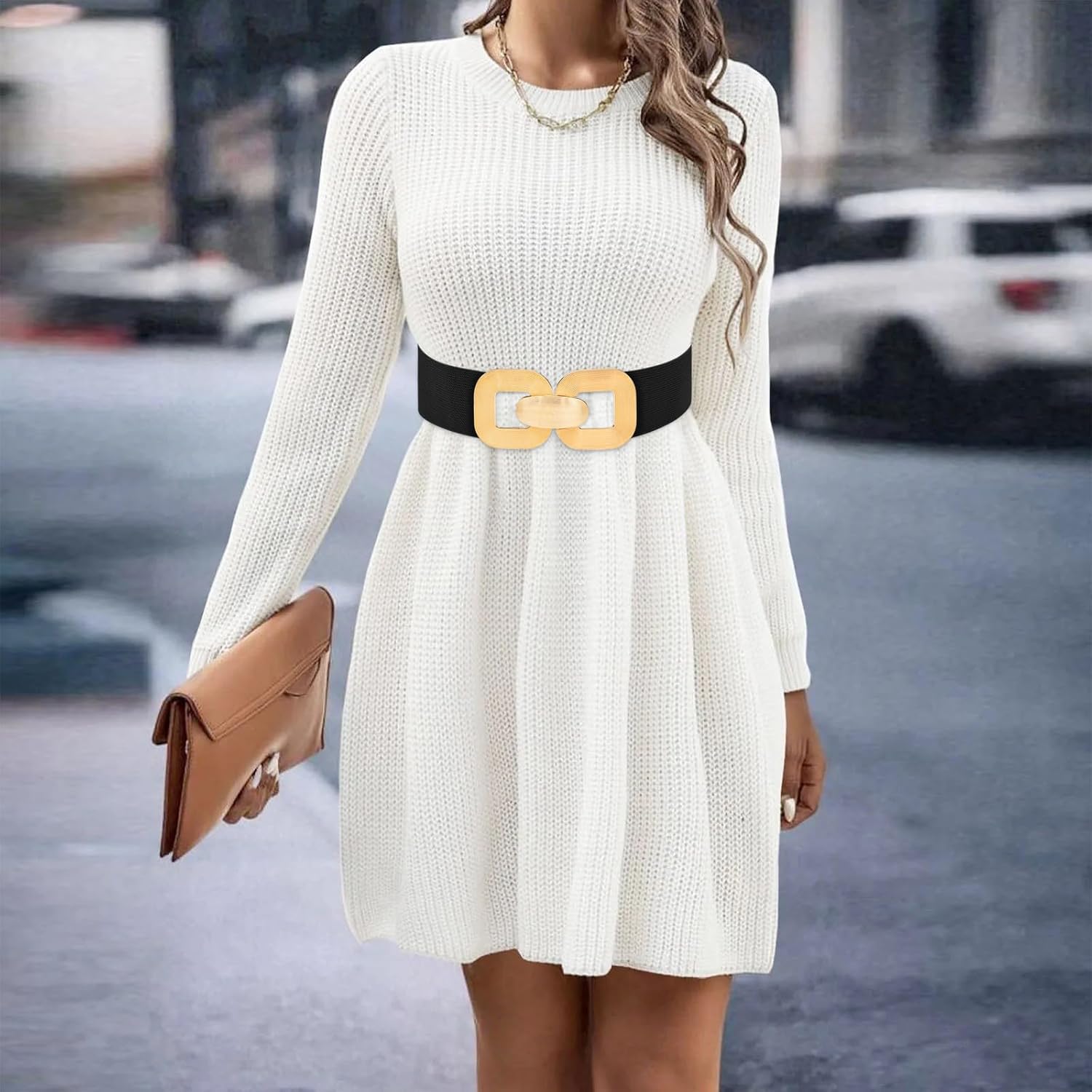 Wide Elastic Belts for Women Stretchy Cinch Waist Belt for Dresses - Image 3