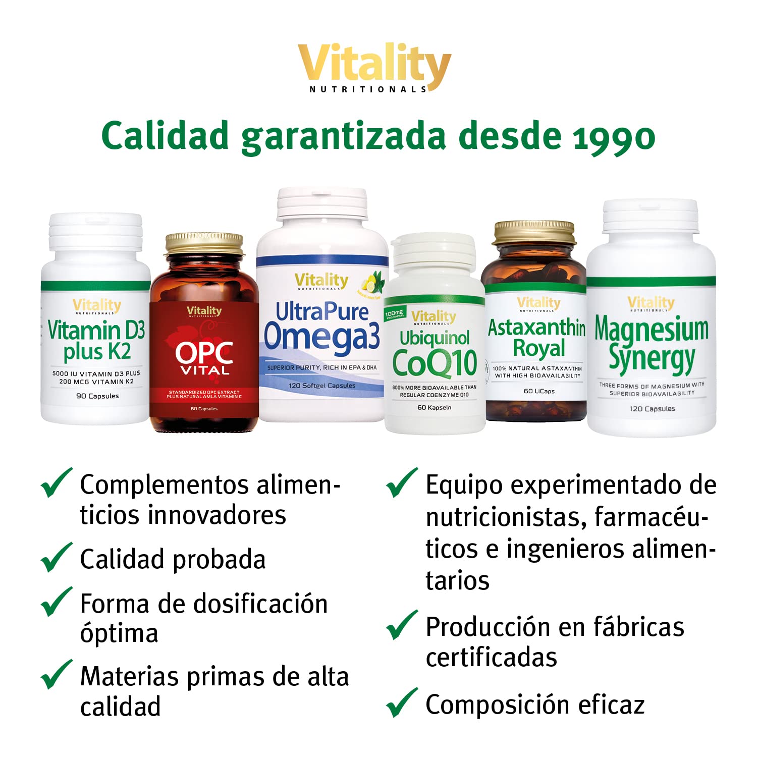 Amino Complex Capsulas Con 21 Aminoácidos, 180 Capsulas, Fórmula de Aminoácidos de Espectro Completo y Forma Libre, Vegano. Vitality Nutritional de Vitamin Express