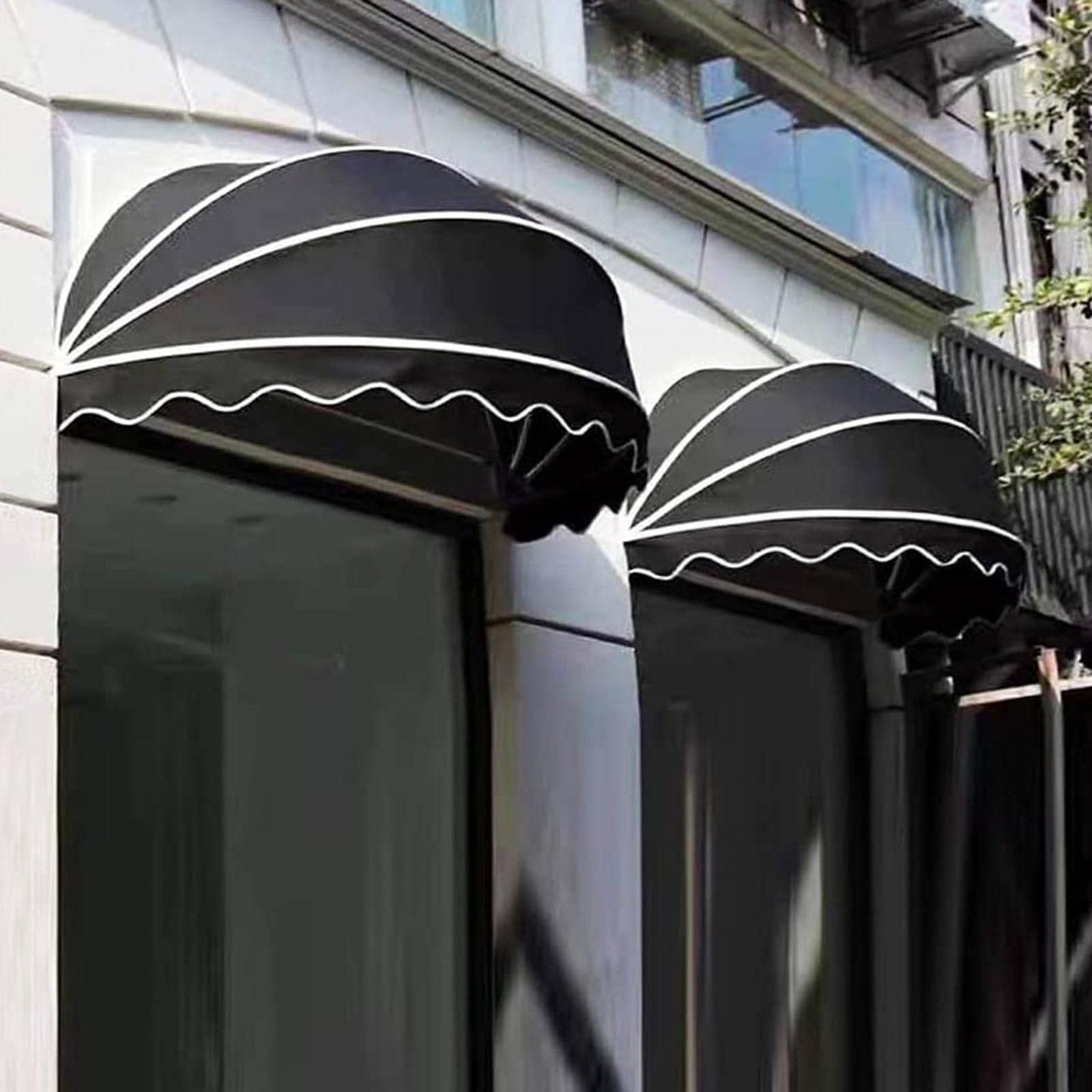 markise faltbar Fenster Tür Sonne Schatten überdachung Kuppel Markise Draussen überdachung Polyester Stoff Abdeckung Aluminium Legierung Rahmen Brauch Farben(Size:145cm,Color:Schwarz) Choose Option:2.0 Goggle Blue Frame/Clear Lens Markisenmontage an wärme isolierte aufbau