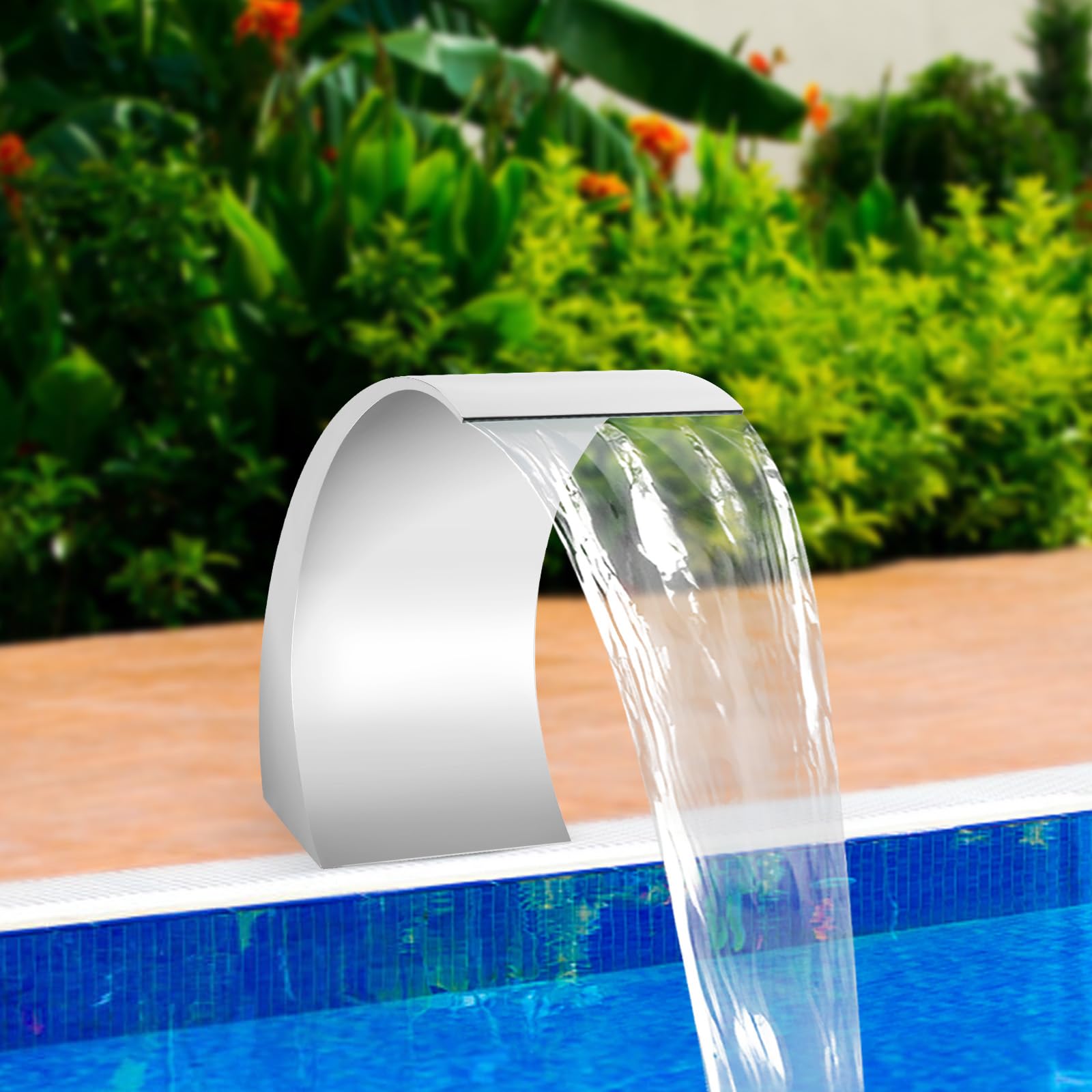 Doccia e cascata d'acqua per piscina - Fontana in acciaio inox per laghetti da giardino e patio