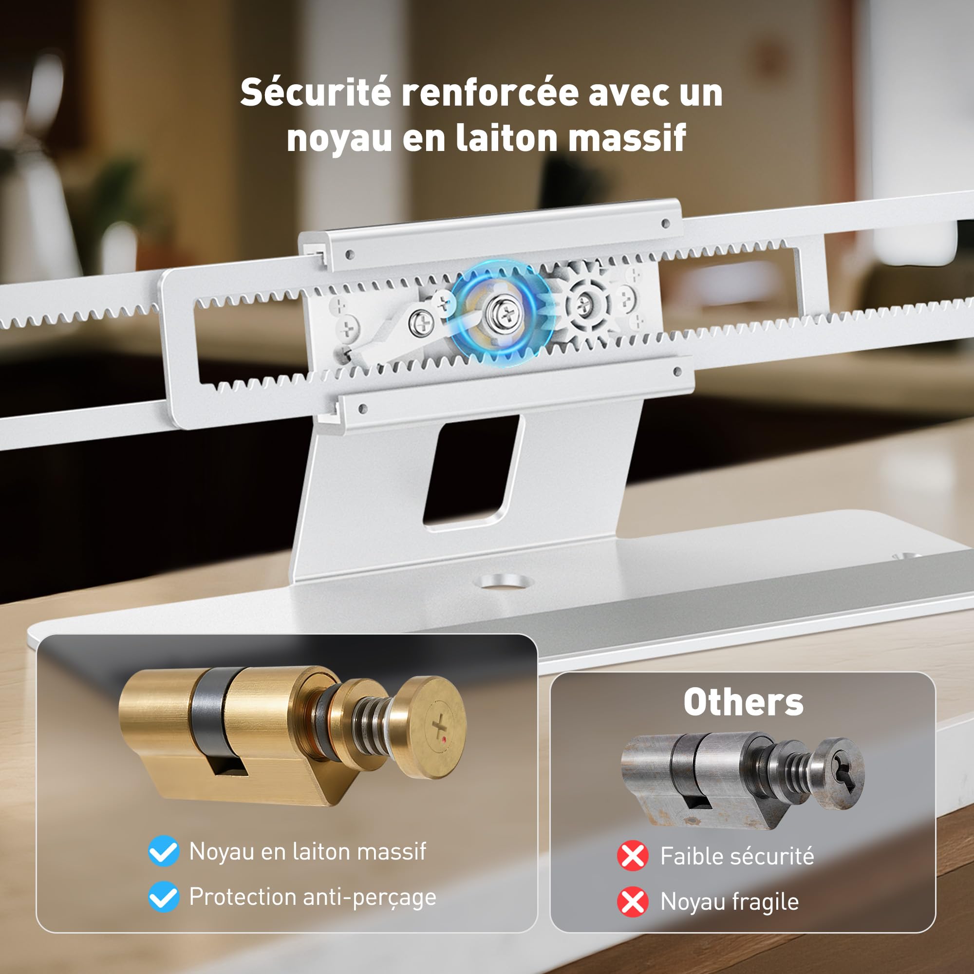 AboveTEK Station de Verrouillage pour Ordinateur Portable, Verrou Sécurité Aluminium MacBook, Anti-Vol pour Ordinateurs sans Fente 11"-17", Base Anti-Dérapante Espaces Publics-Argent