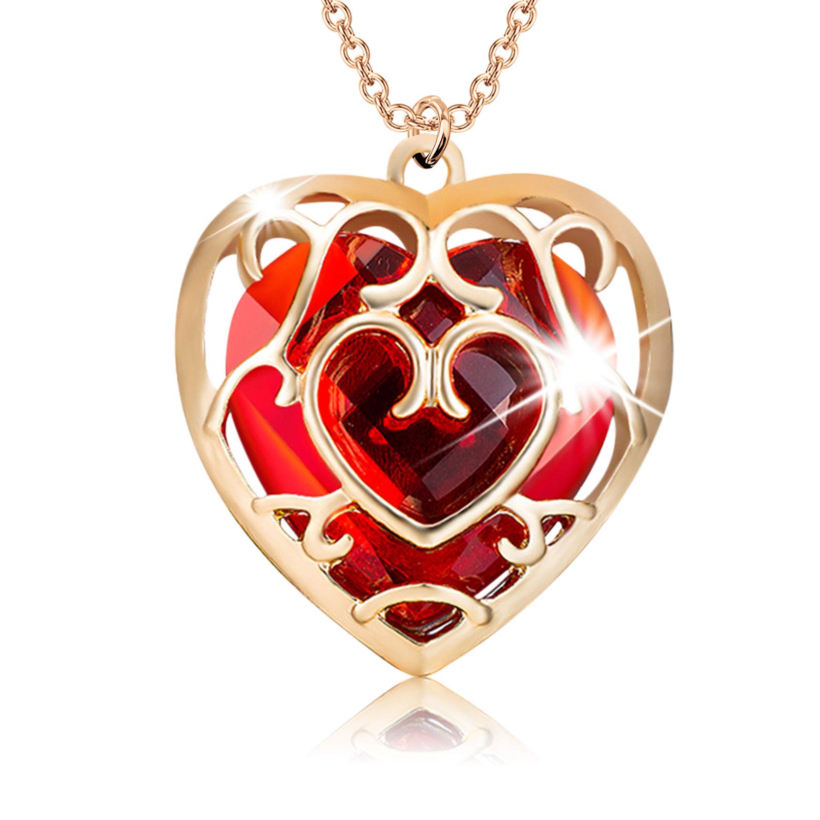 FAADBUK Cosplay Jewelry Skyward Sword Heart Sapphire Ruby Necklace Gamer Fans Gift