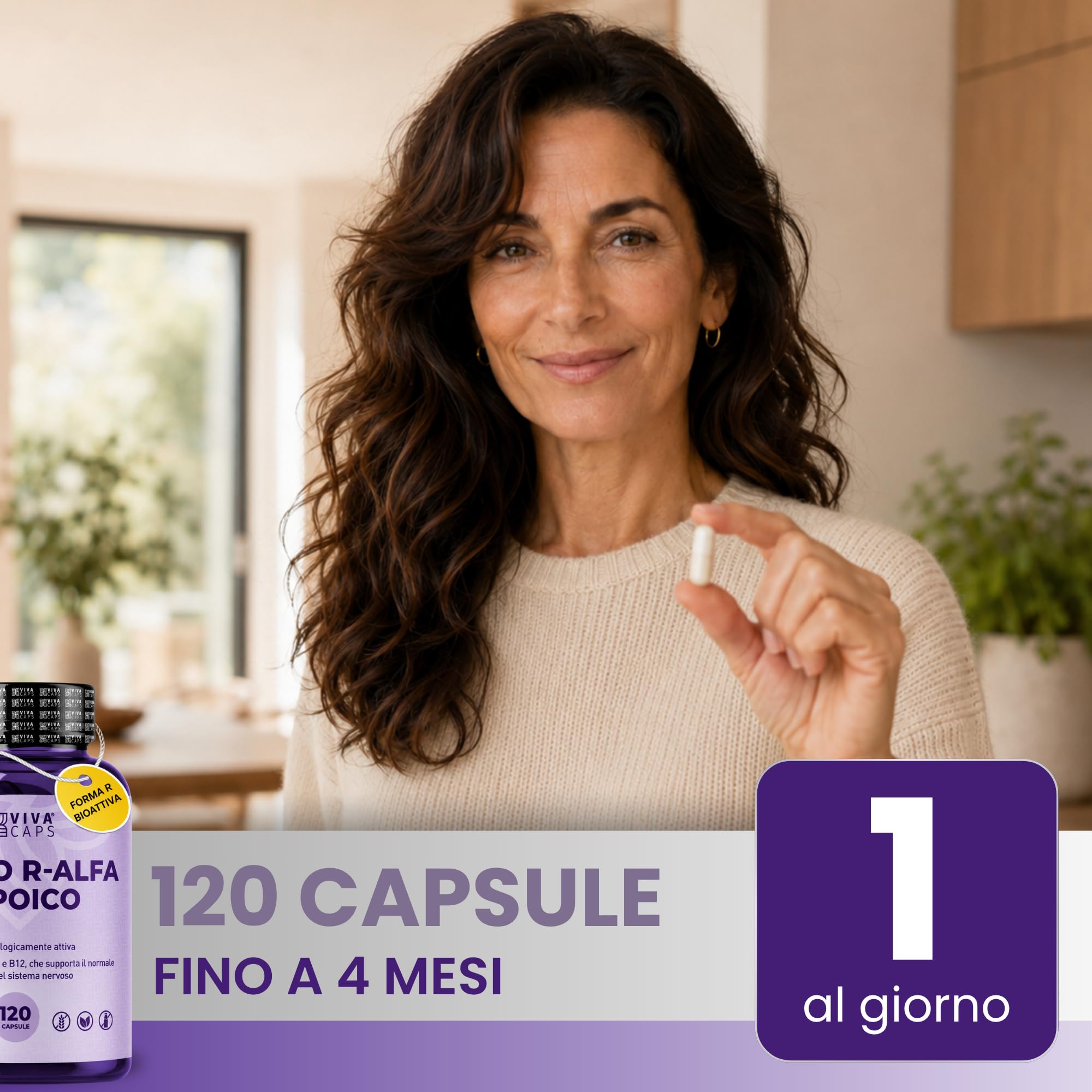 Acido r alfa lipoico alto dosaggio 650mg 120 cps 1 al giorno per 4 mesi, acido alfa lipoico con vitamina b6 e vitamina b12 - Made in Italy