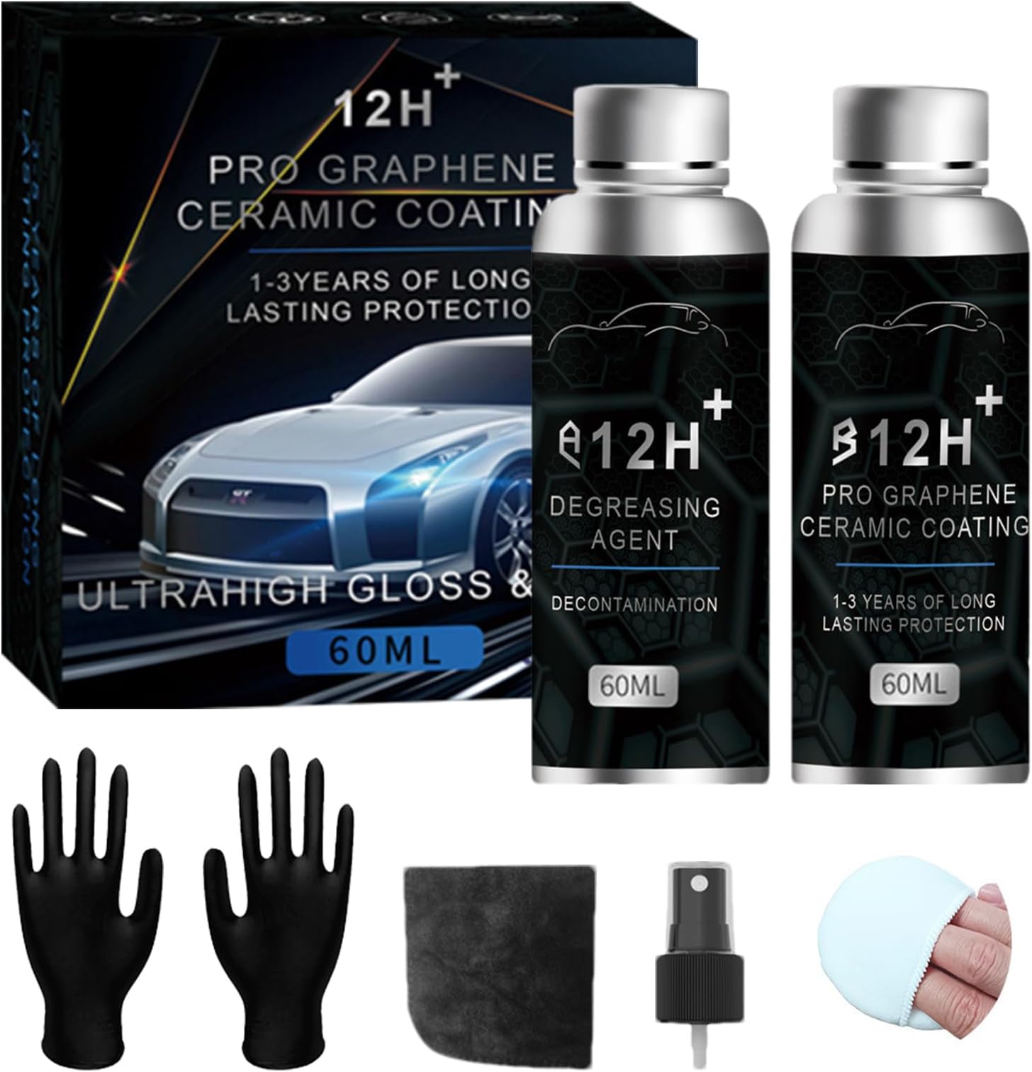 Car Ceramic Coating - Heavy Duty Paint Cleaner Spray | 2 Bottles Auto Ceramic Coating - for Drivers Detailing Automotive Vehicle SUV RV Maintenance