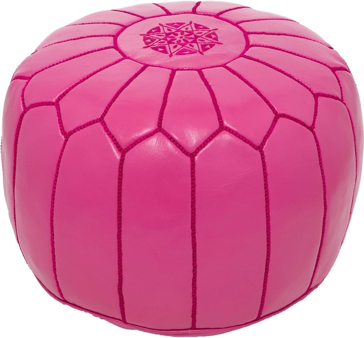 POUFATI Moroccan Leather Pouf Ottoman Unstuffed, Fuchsia