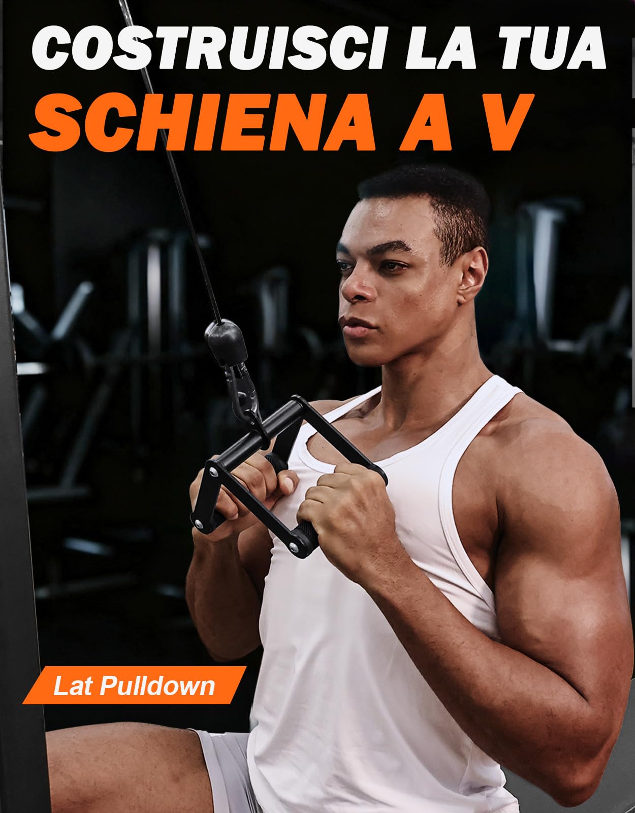 Fitarc Maniglia Double D Accessori Cavi per Palestra, Accessorio V‑Bar Antiscivolo per Attrezzatura Home Gym, Accessorio T‑Bar per Rematore, Accessori per Lat Pulldown e Accessorio per Macchina a Cavo