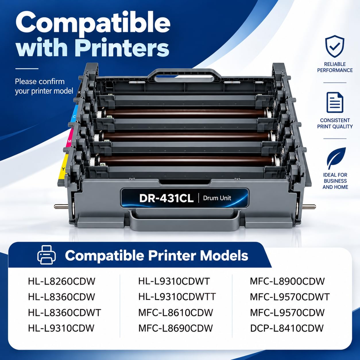 DR431CL - Unità tamburo di ricambio per Brother DR-431CL compatibile con stampante HL-L8260CDN HL-L8260CDW HL-L8360CDW HL-L9310CDW MFC-L8610CDW MFC-L8900CDW MFC-L8905CDW (Toner non incluso)