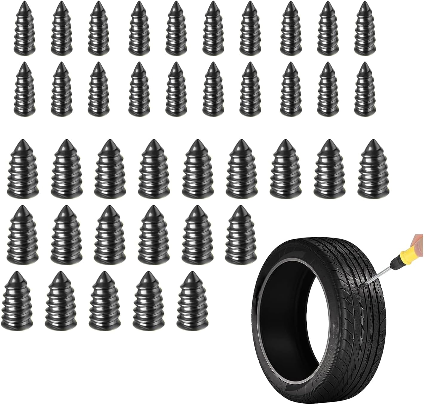 Augeny 40PCS Tire Repair Rubber Nails, Vacuum Car Tire Repair Rubber Screws Kit, Fast Self-Service Tire Repair Tool, Auto Puncture Repair Tools for Most Vehicles (20S & 20L)