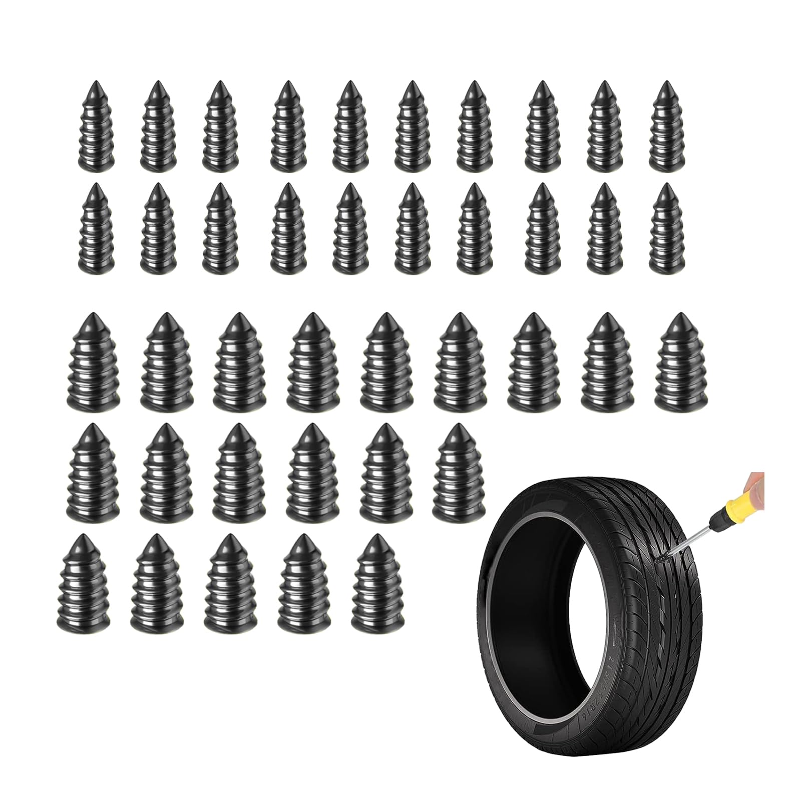 Augeny 40PCS Tire Repair Rubber Nails, Vacuum Car Tire Repair Rubber Screws Kit, Fast Self-Service Tire Repair Tool, Auto Puncture Repair Tools for Most Vehicles (20S & 20L)