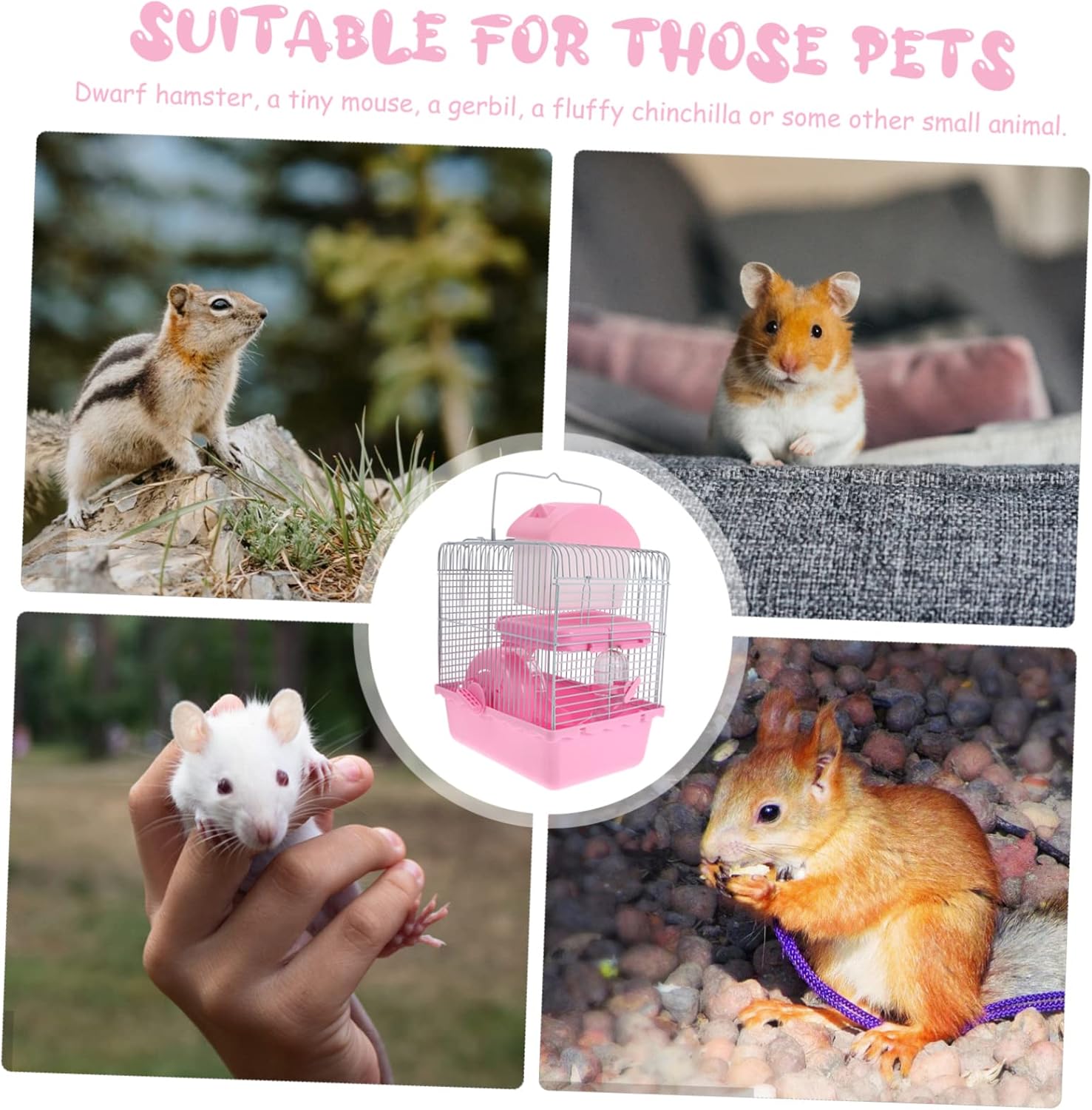 WOONEKY Pet Cage for Hamsters Double Layer Small Animal House Hideout Playroom for Rats Small Pets