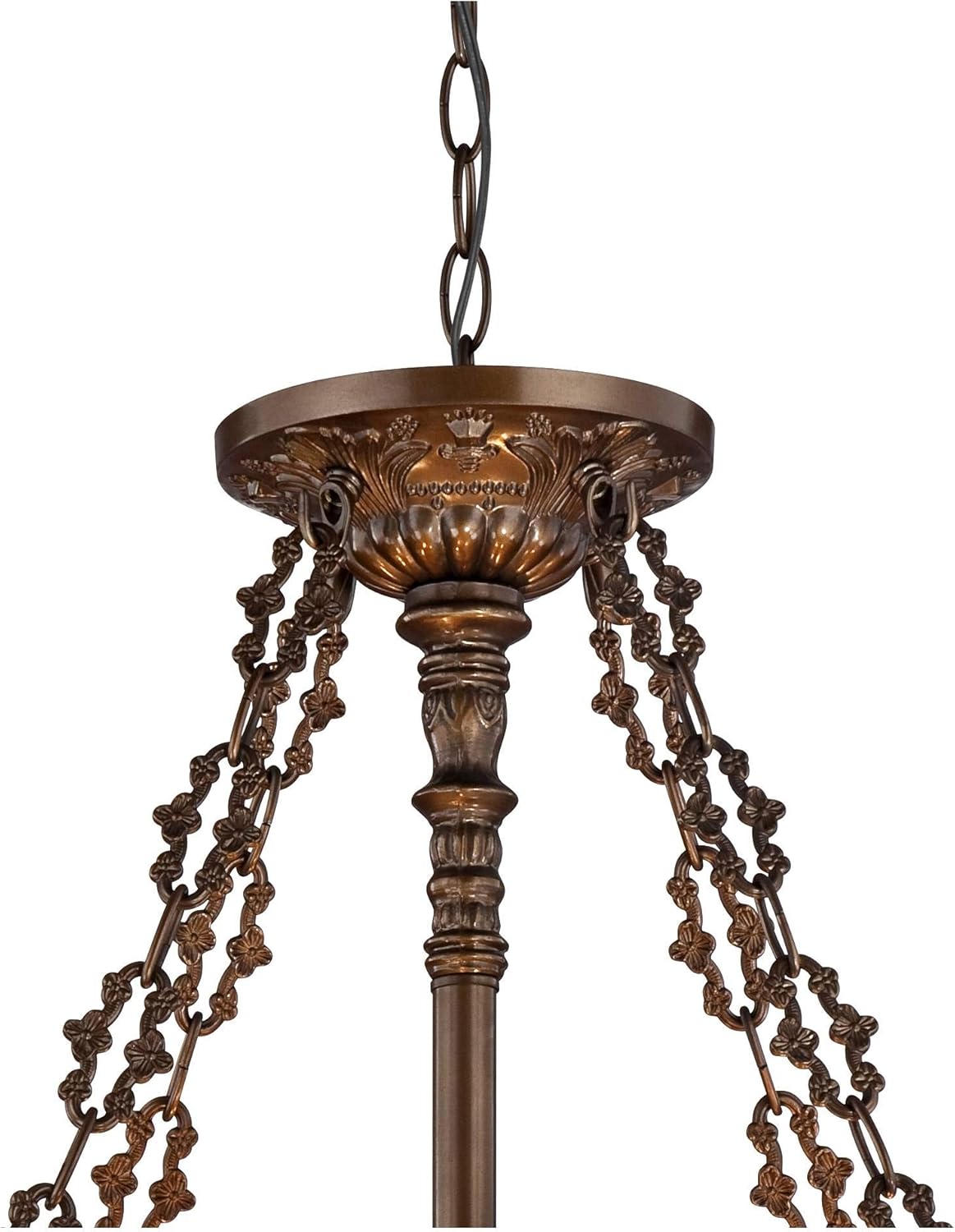 Robert Louis Tiffany Pendant Light Fixture - 4 Light, Ornamental Stained Glass Bowl, Bronze Rustic Tiffany Pendant Light for Kitchen Islands, Living Rooms, and Dining Rooms - 24" Wide, 27 1/2" High