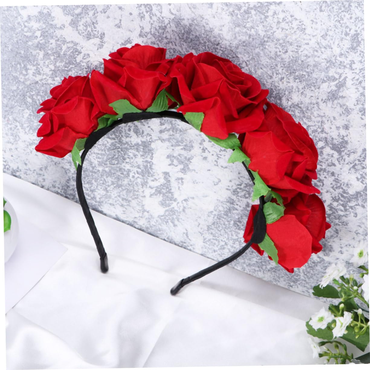 DOITOOL 3piezas Diadema Floral De Artificiales Accesorio Cabello Rojo Para Bodas y Diseño Elegante y De