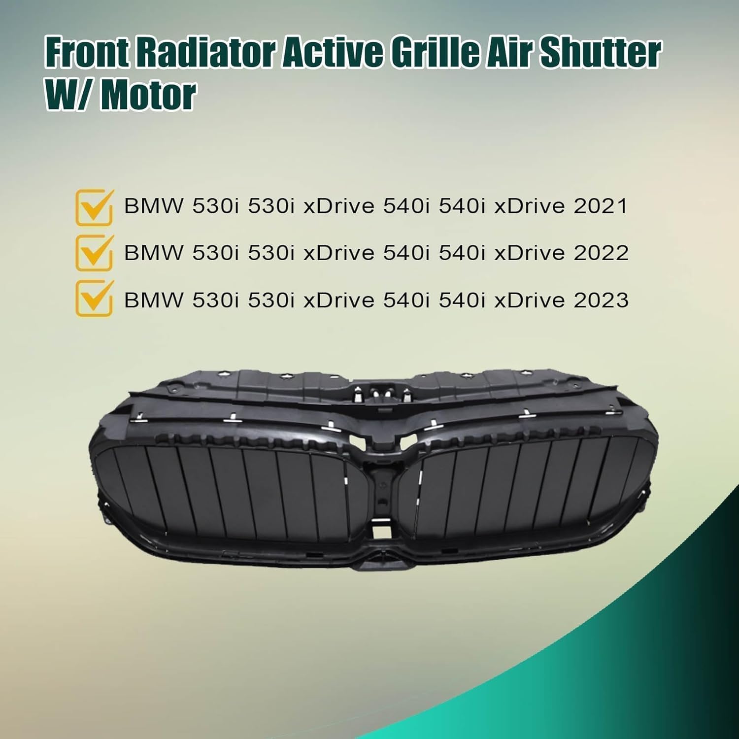 Priprilod Black Radiator Active Grille Front Air Shutter w/Motor Compatible with BMW 540i G30 2021 2022 2023# 51119498612