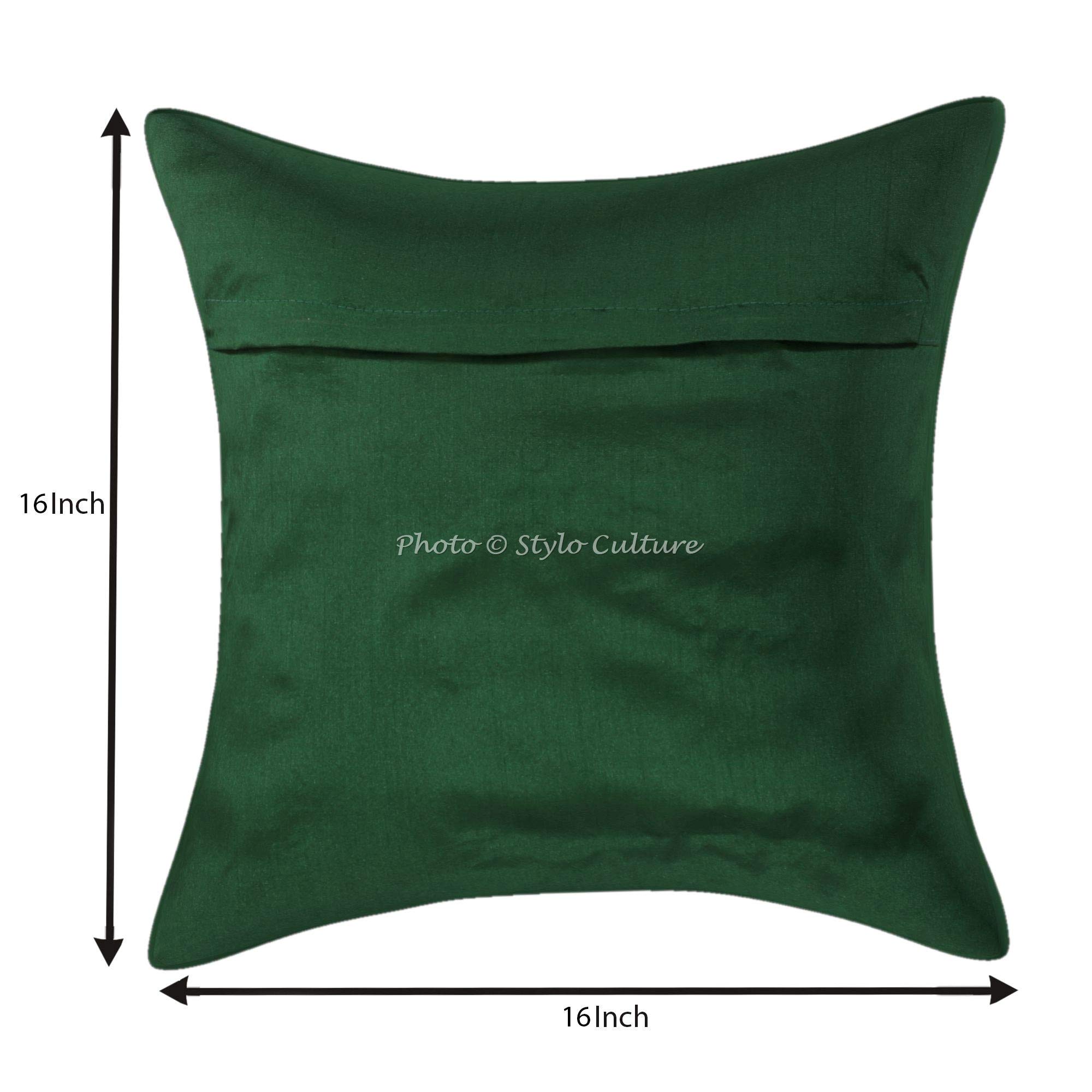 Stylo Culture Tradizionale Fodere Per Cuscini 40x40cm Decorativi Art Deco Pianura Solido Verde Scuro Quadrato Cerniera 16x16 pollici Copricuscini Divano - 2 pezzi