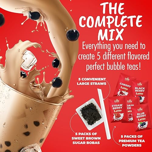 Vista 16 de Fusion Select Auténtico kit de té de burbujas extra rico (5 paquetes), bebida de té de burbujas, perlas de tapioca Boba, pajitas, sabores populares