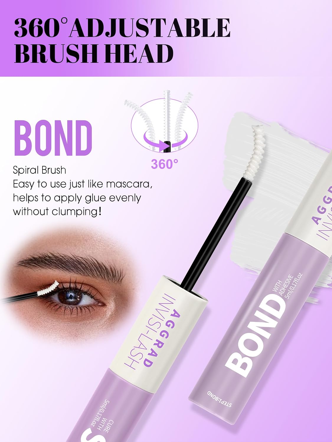 Clear Lash Cluster Glue Bond and Seal Waterproof 150H Super Strong Hold Long-Lasting for Eyelash Clusters Extensions Kit DIY Self Adhesive 2 in 1 Individual Lash Glue Clear Bonder & Sealant