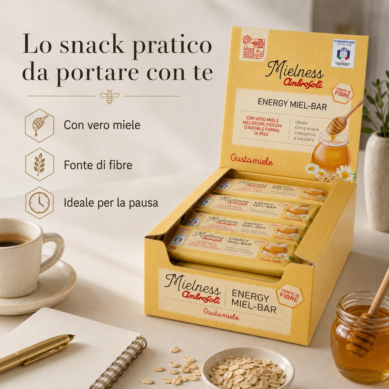 Ambrosoli Energy Miel-Bar, Barrette al Miele Snack Energetico x30