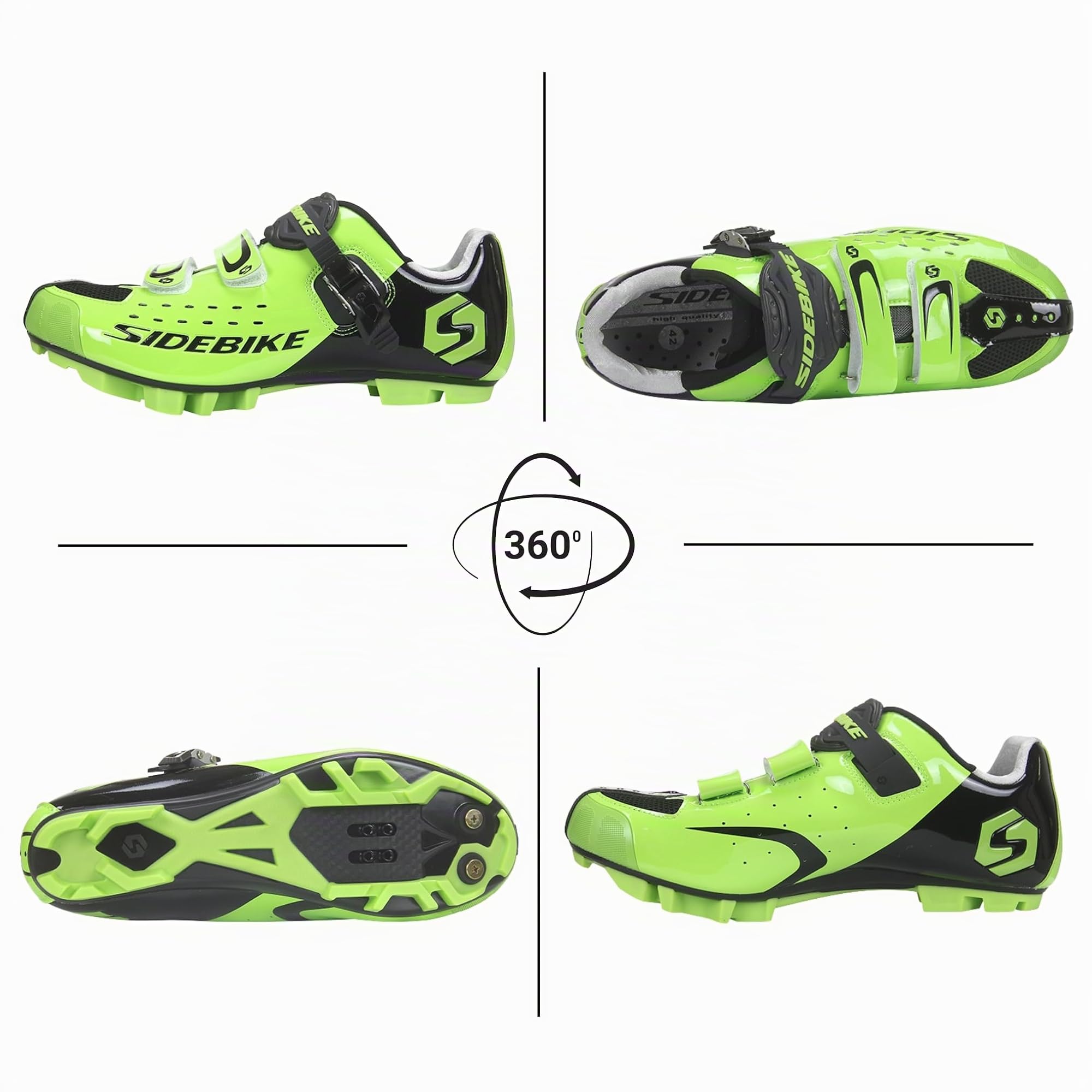 Scarpe MTB Ciclismo Mountain Bike Professionali Traspiranti per Uomo e Donna, compatibili Pedali SPD - Verde 45 EU